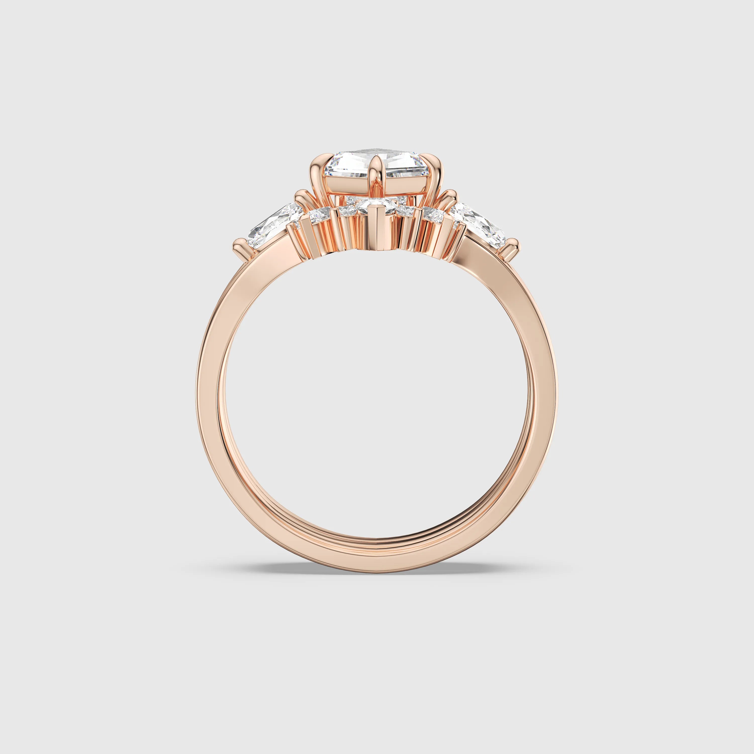 NEXUS Kite Cut Lab Diamond Crown Trio Bridal Set 3PCs