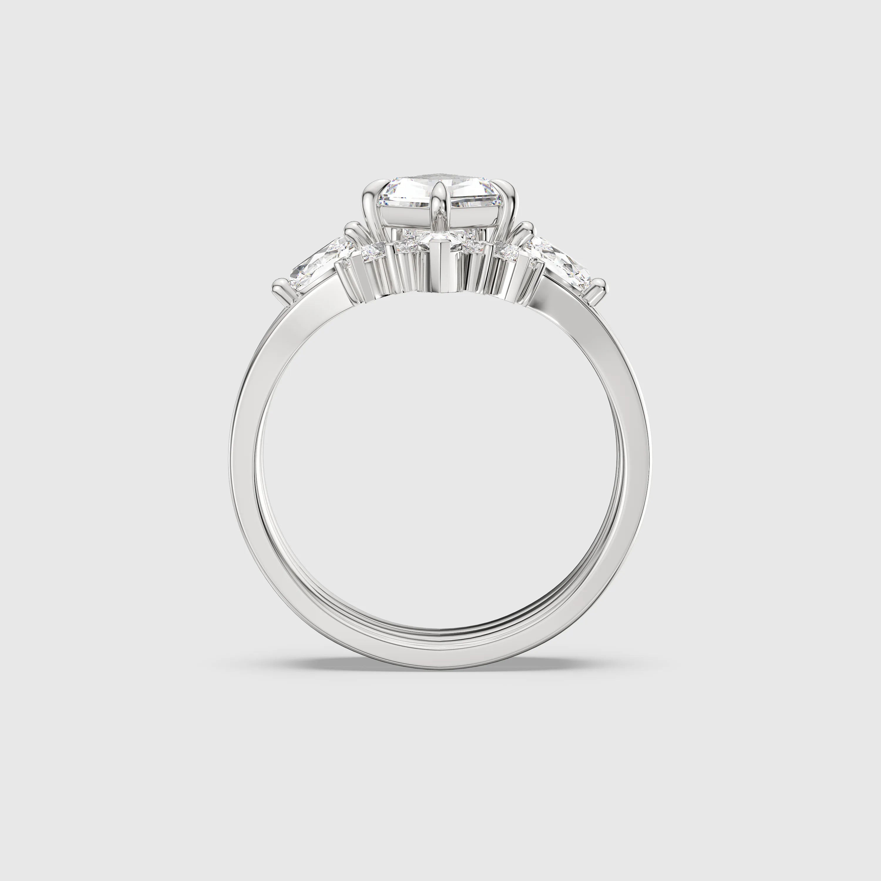 NEXUS Kite Cut Lab Diamond Crown Trio Bridal Set 3PCs