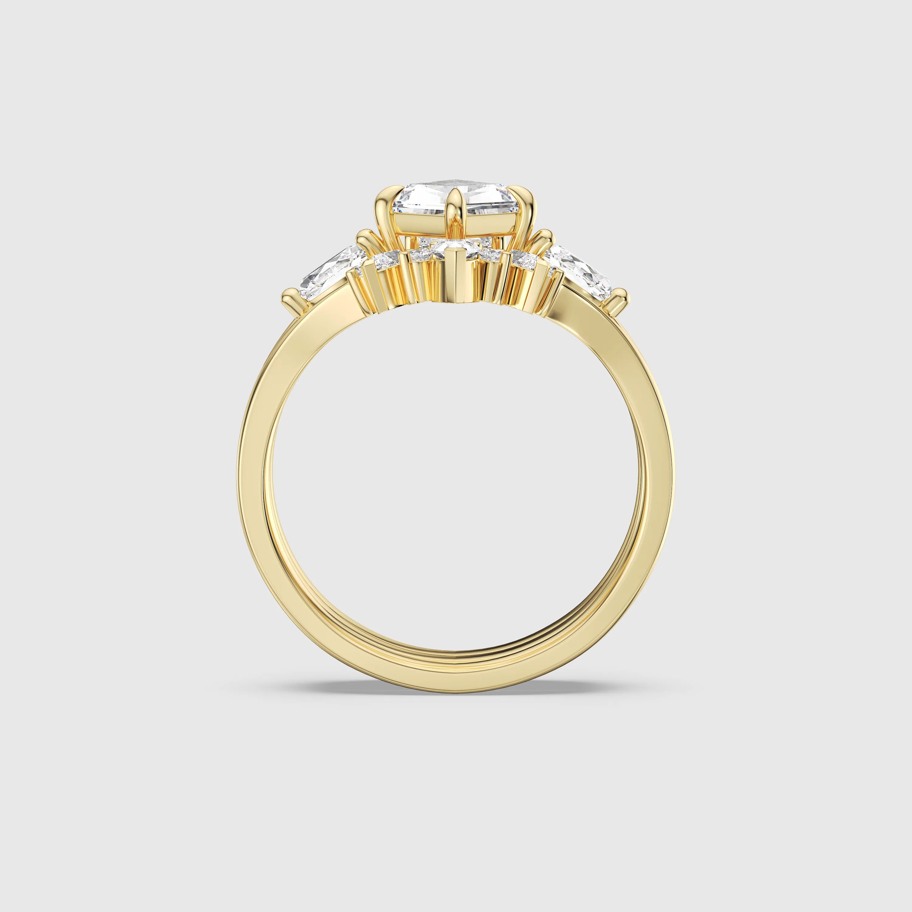 NEXUS Kite Cut Lab Diamond Crown Trio Bridal Set 3PCs