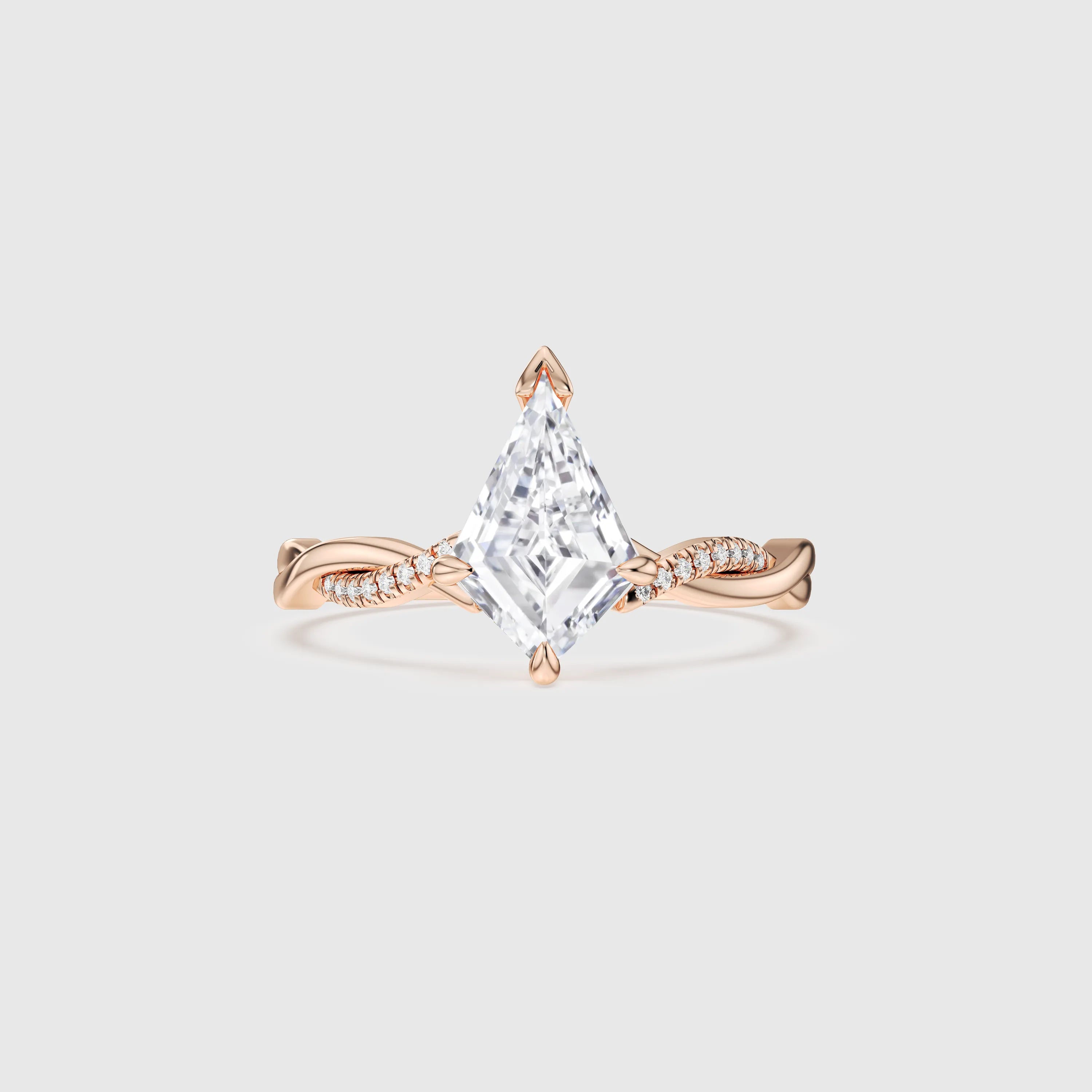 Kite Cut Diamond Twist Engagement Ring