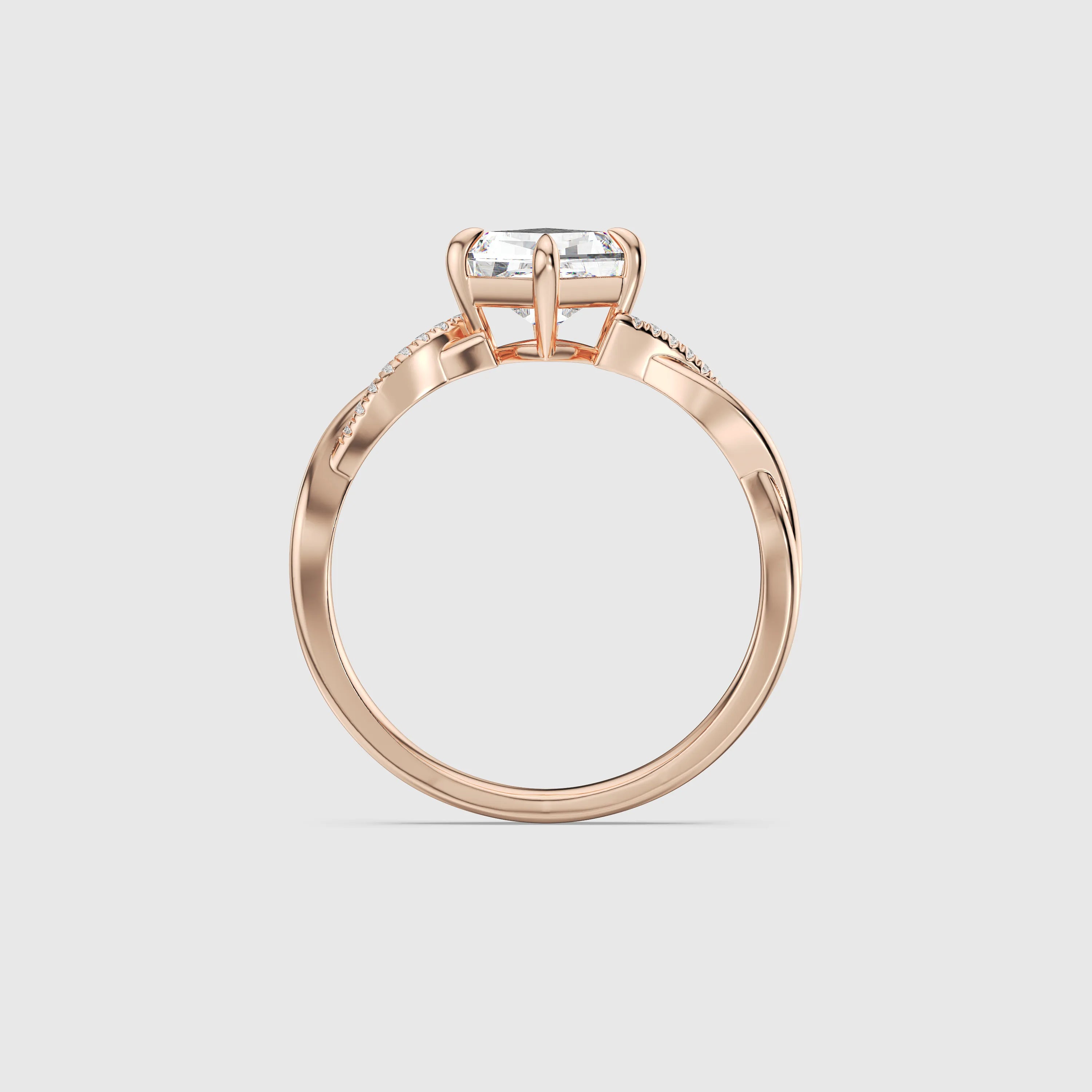 Kite Cut Diamond Twist Engagement Ring