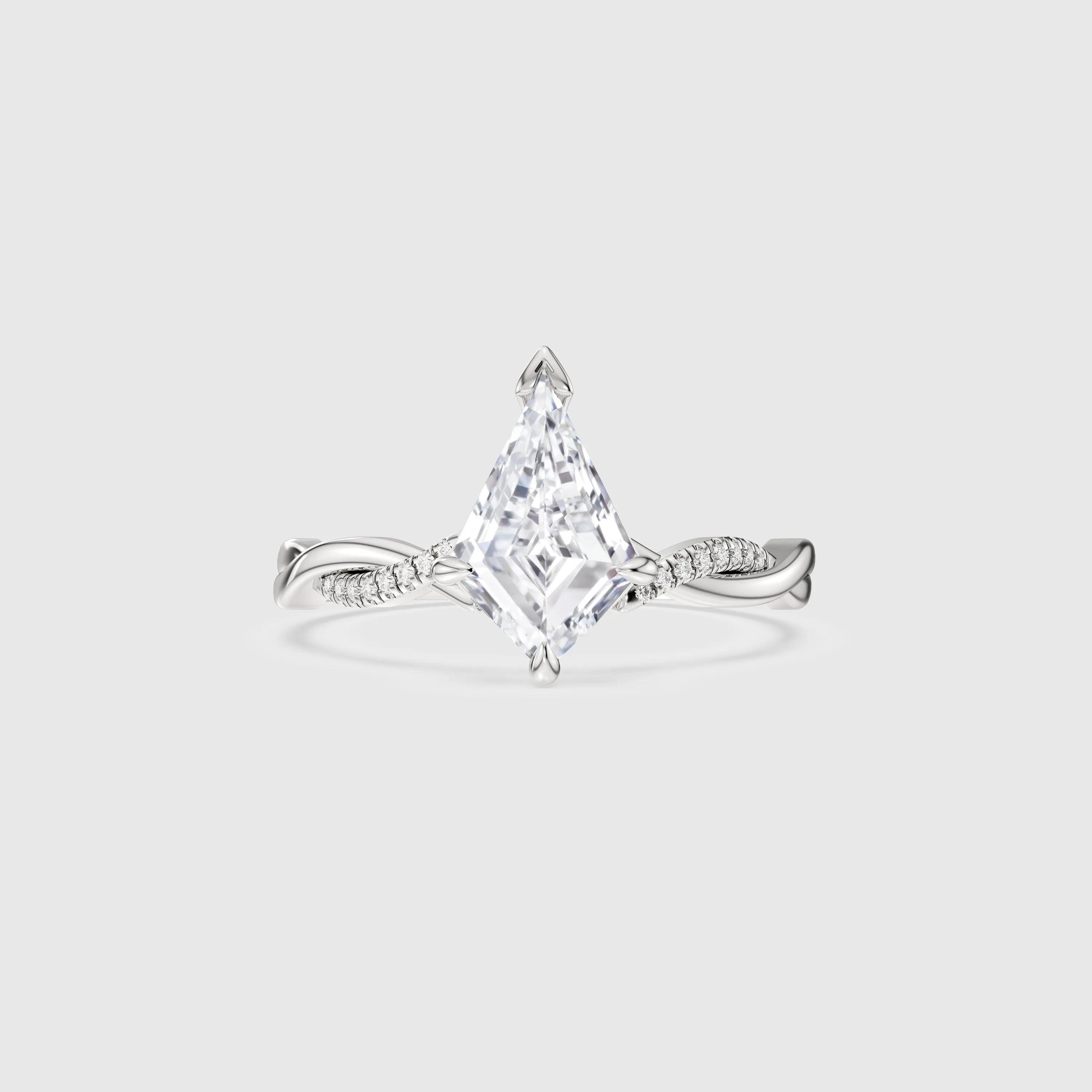 Kite Cut Diamond Twist Engagement Ring