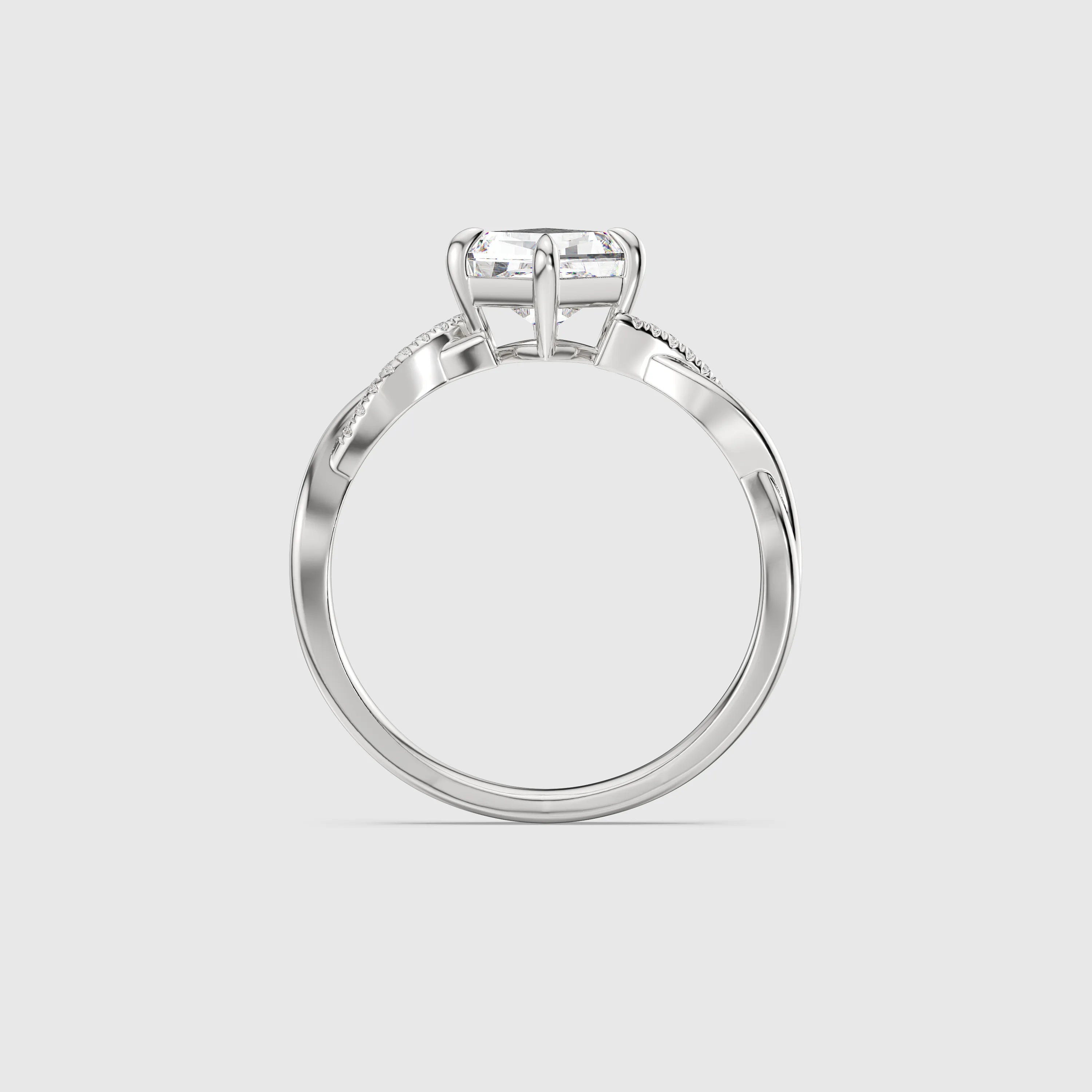 Kite Cut Diamond Twist Engagement Ring