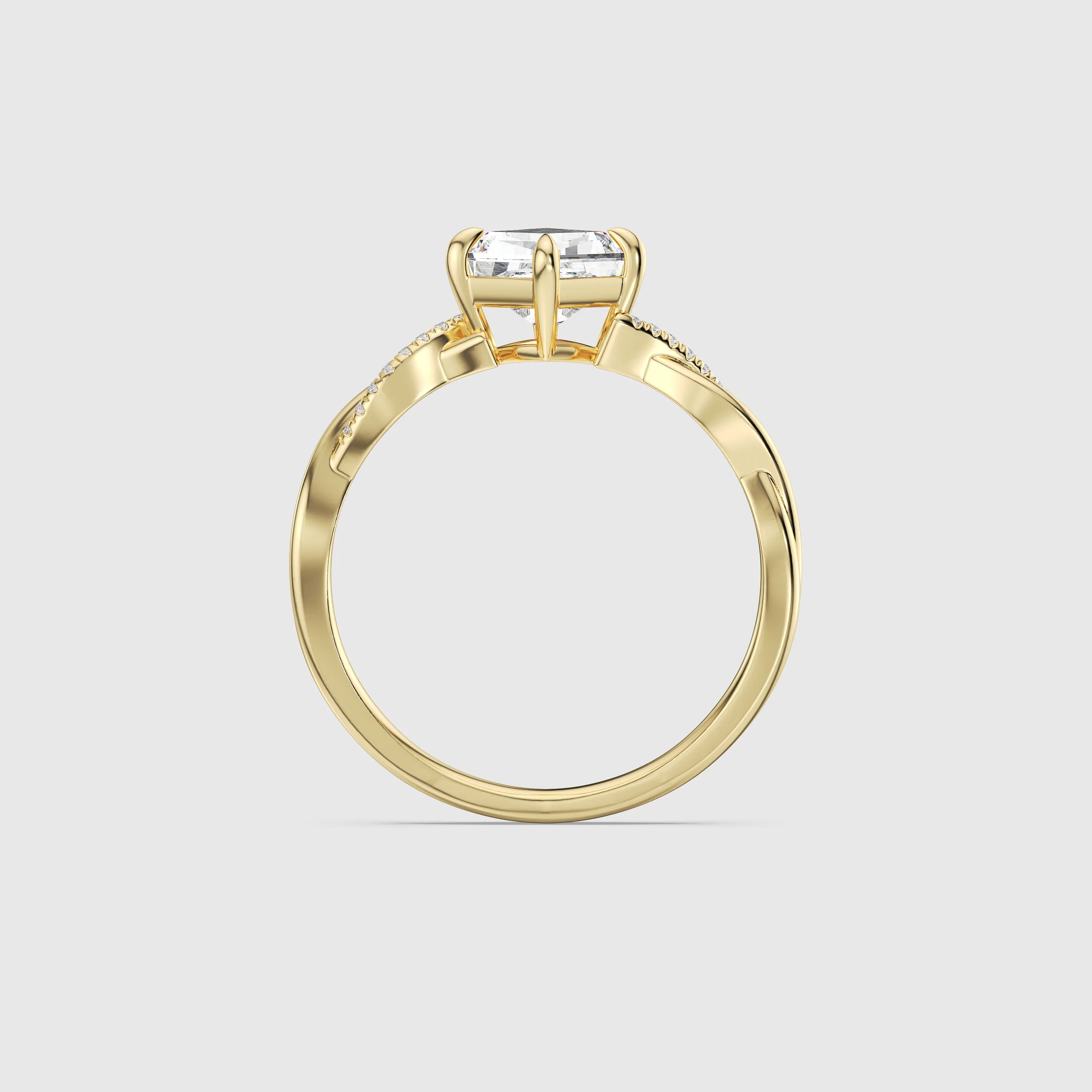 Kite Cut Diamond Twist Engagement Ring