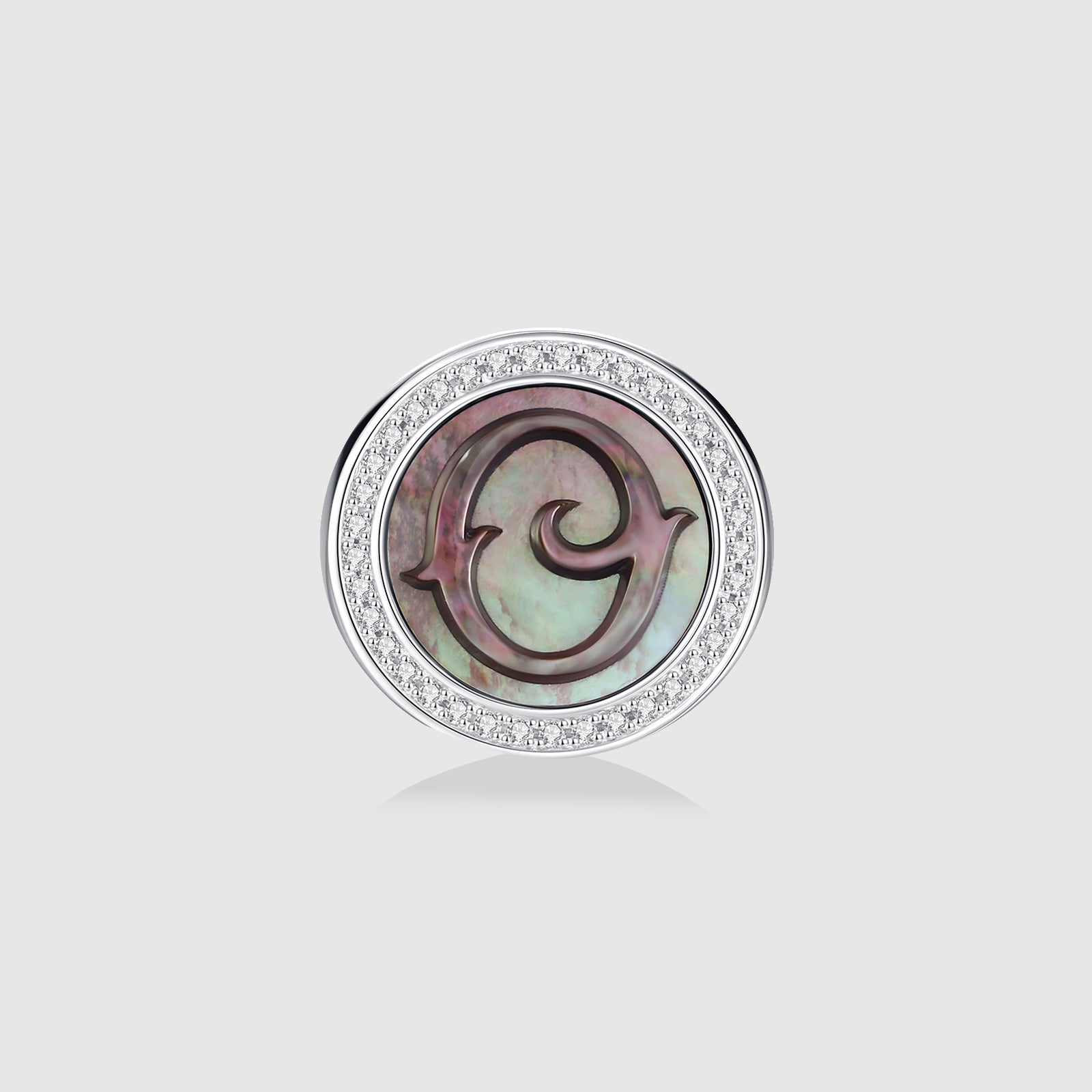 Initial O Stud Earring – Silver & Mother of Pearl