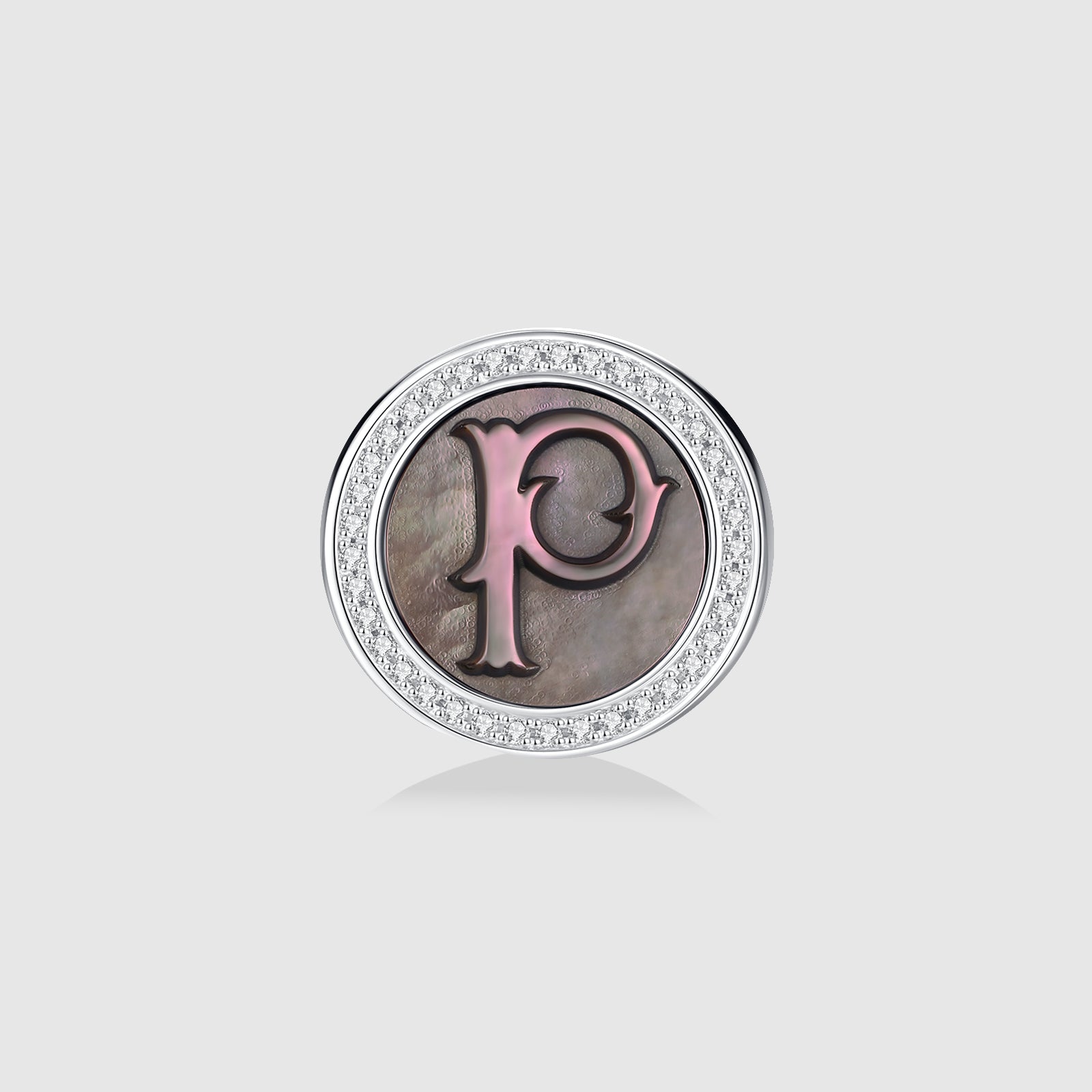Initial P Stud Earring – Silver & Mother of Pearl