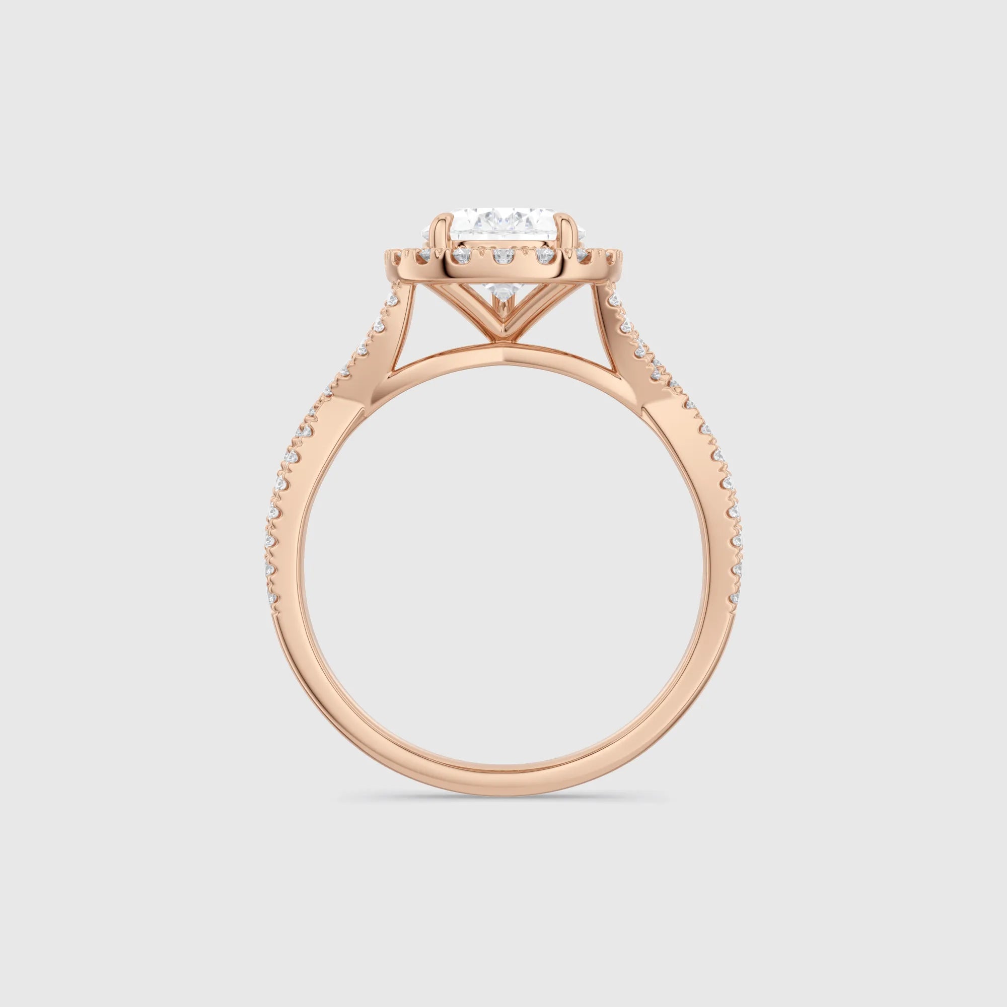 Pear-Shaped Halo Twist Band Lab Diamond Engagement Ring