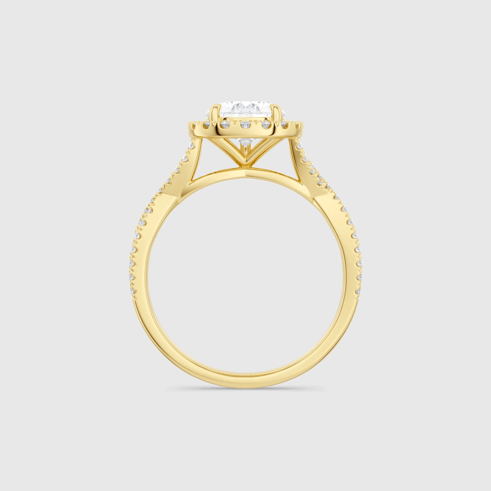 Pear-Shaped Halo Twist Band Lab Diamond Engagement Ring