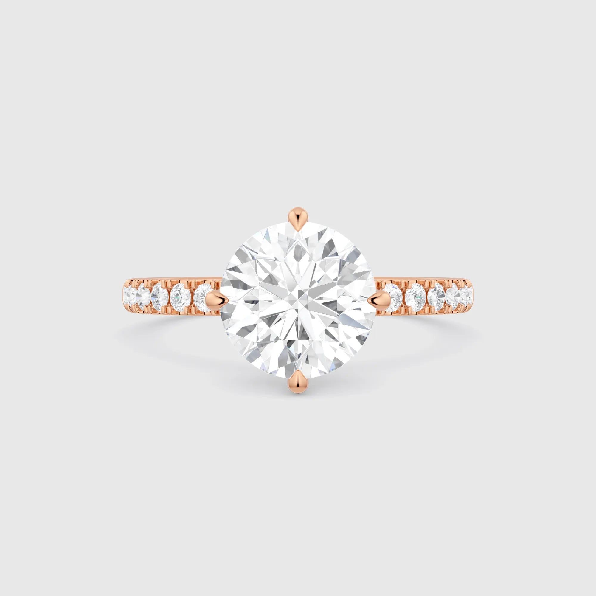Round Cut Lab-Grown Diamond Engagement Ring with Pavé Band