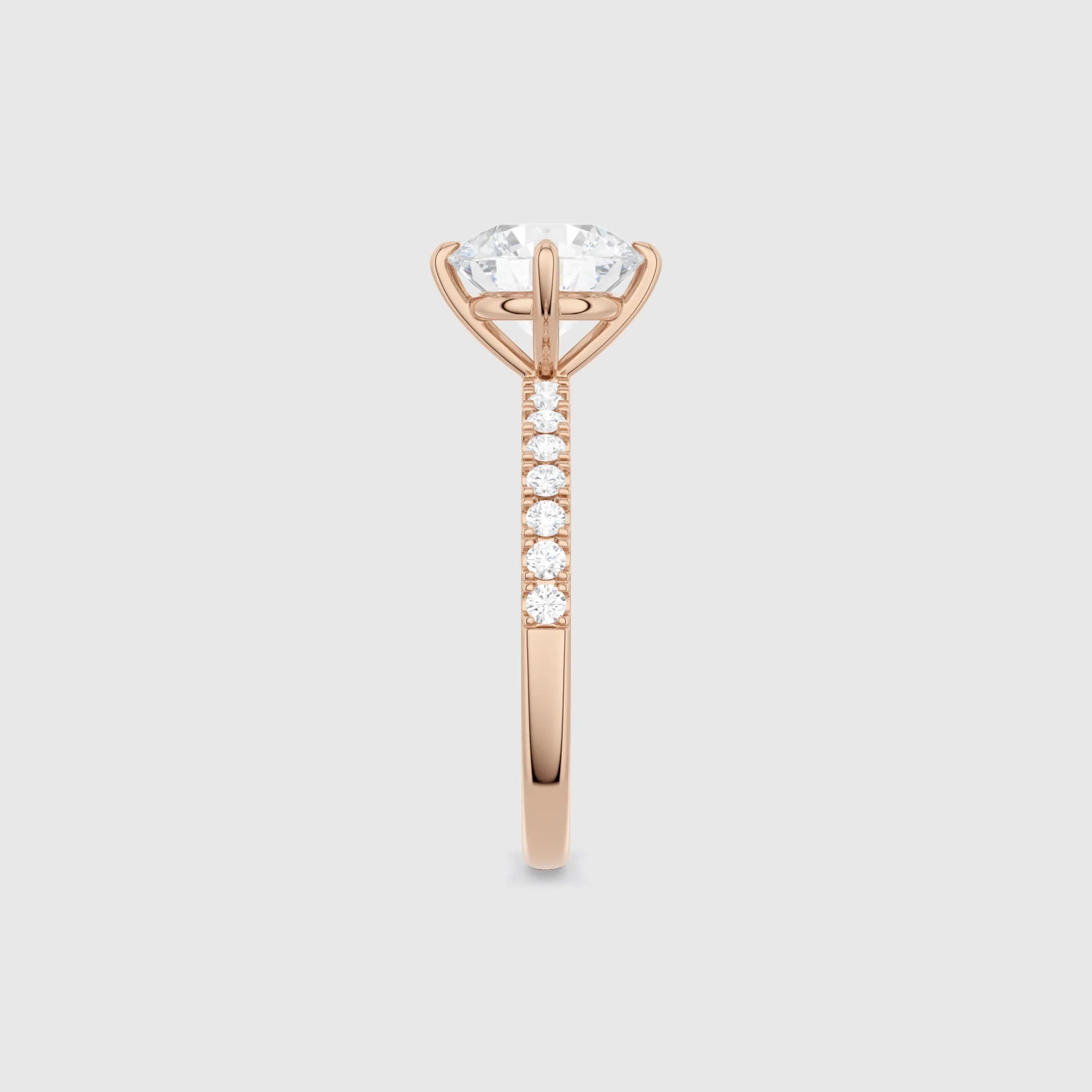 Round Cut Lab-Grown Diamond Engagement Ring with Pavé Band