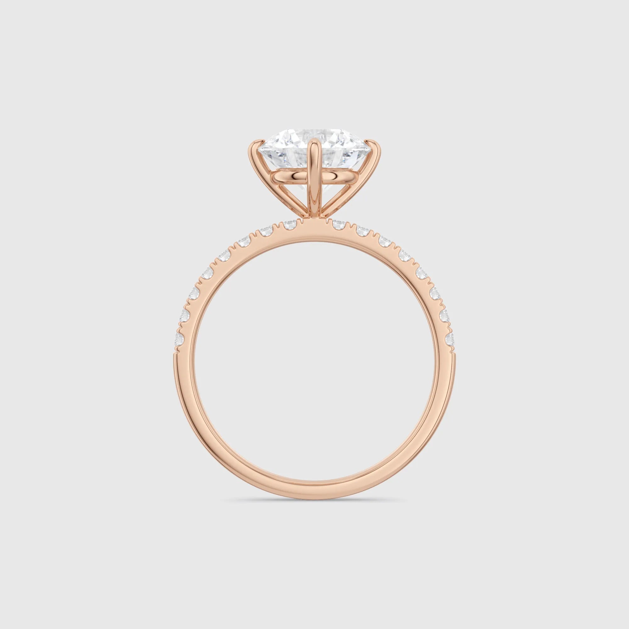 Round Cut Lab-Grown Diamond Engagement Ring with Pavé Band