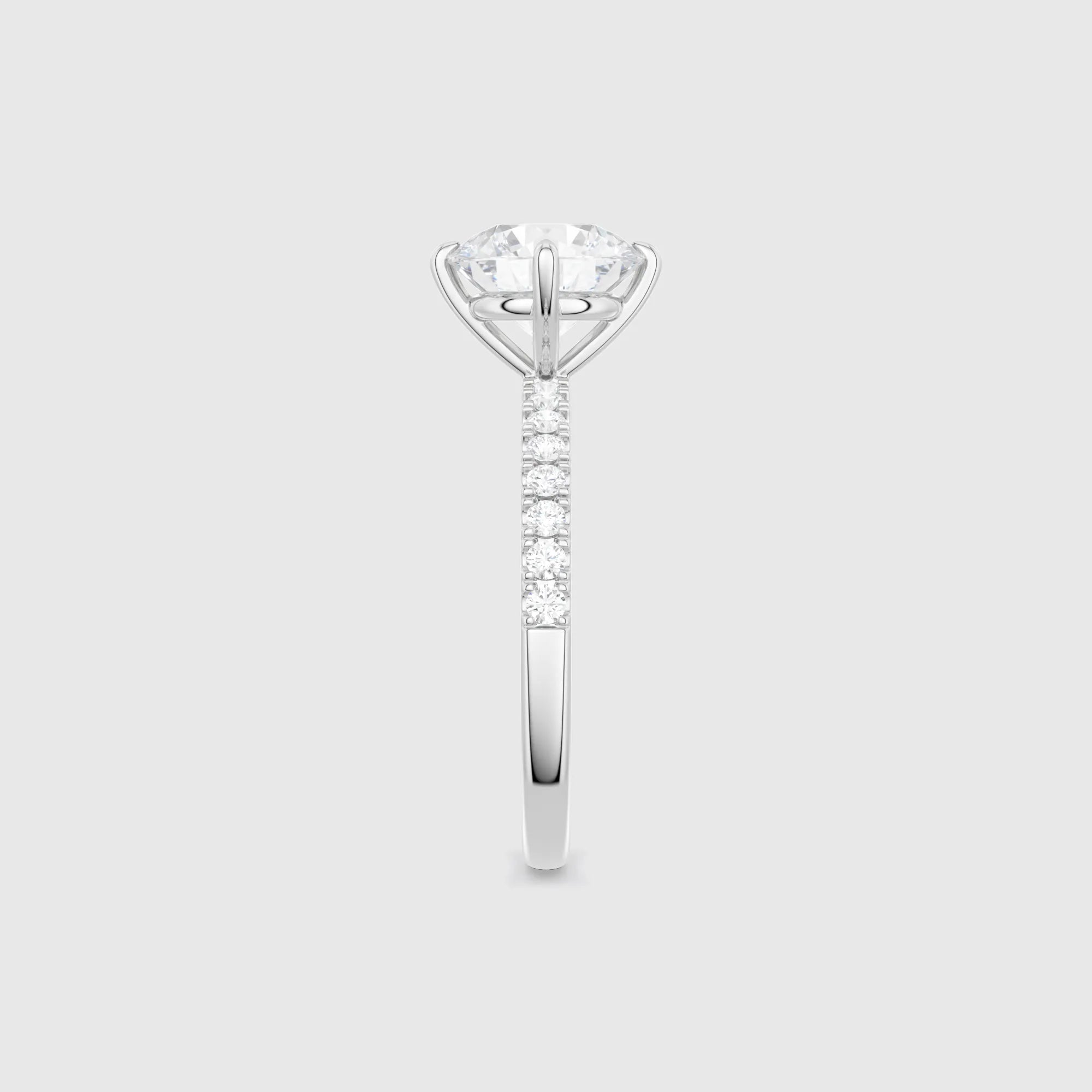 Round Cut Lab-Grown Diamond Engagement Ring with Pavé Band