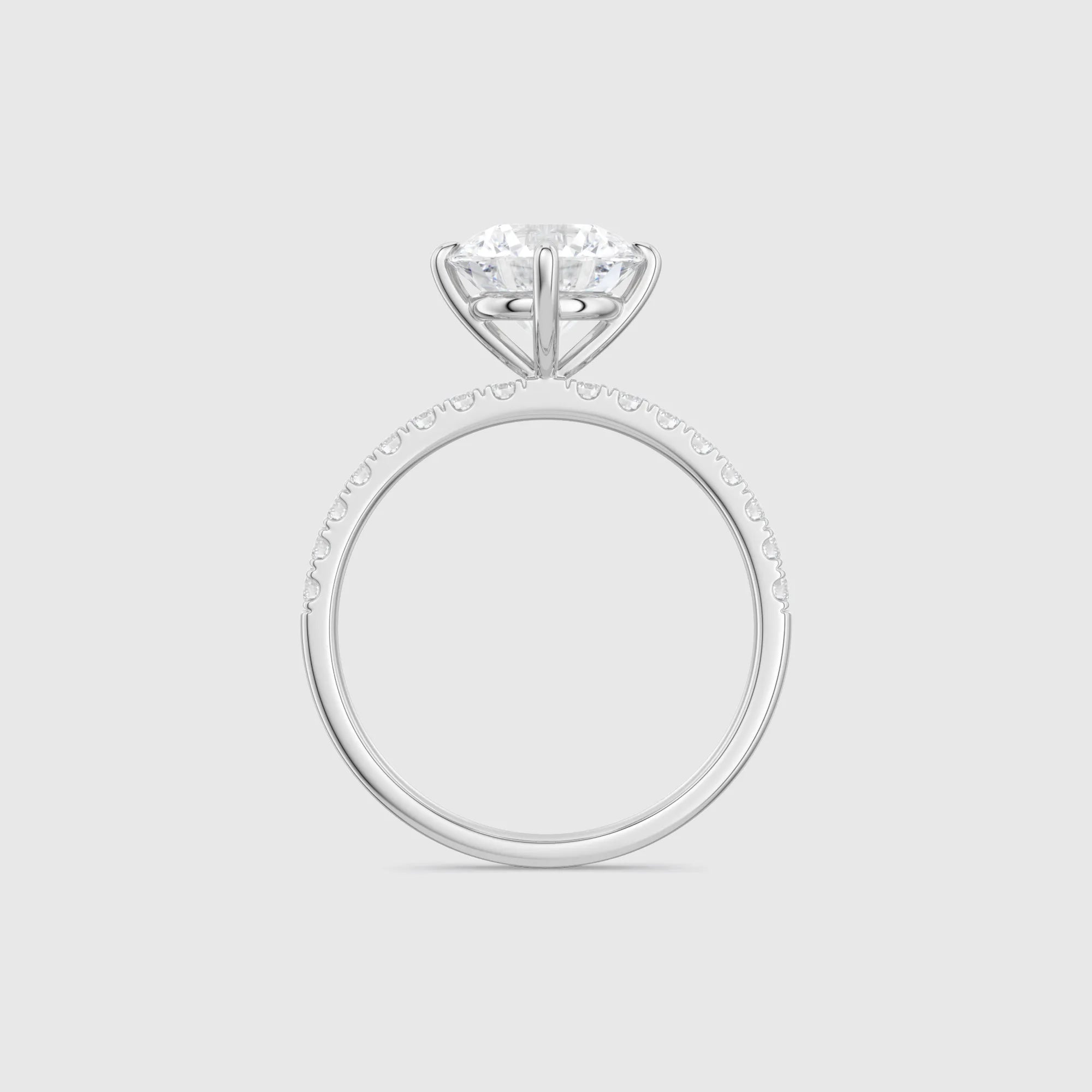 Round Cut Lab-Grown Diamond Engagement Ring with Pavé Band