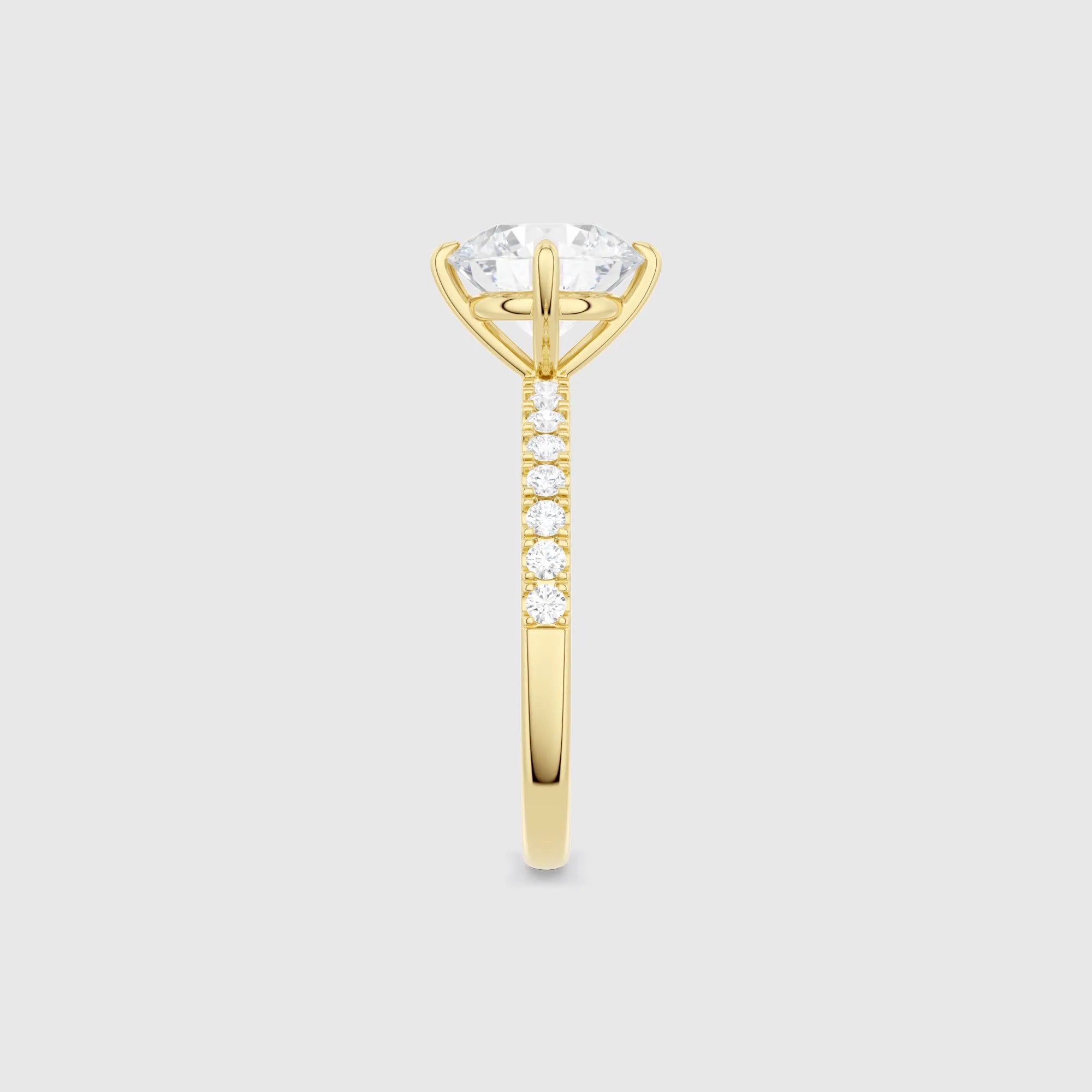 Round Cut Lab-Grown Diamond Engagement Ring with Pavé Band
