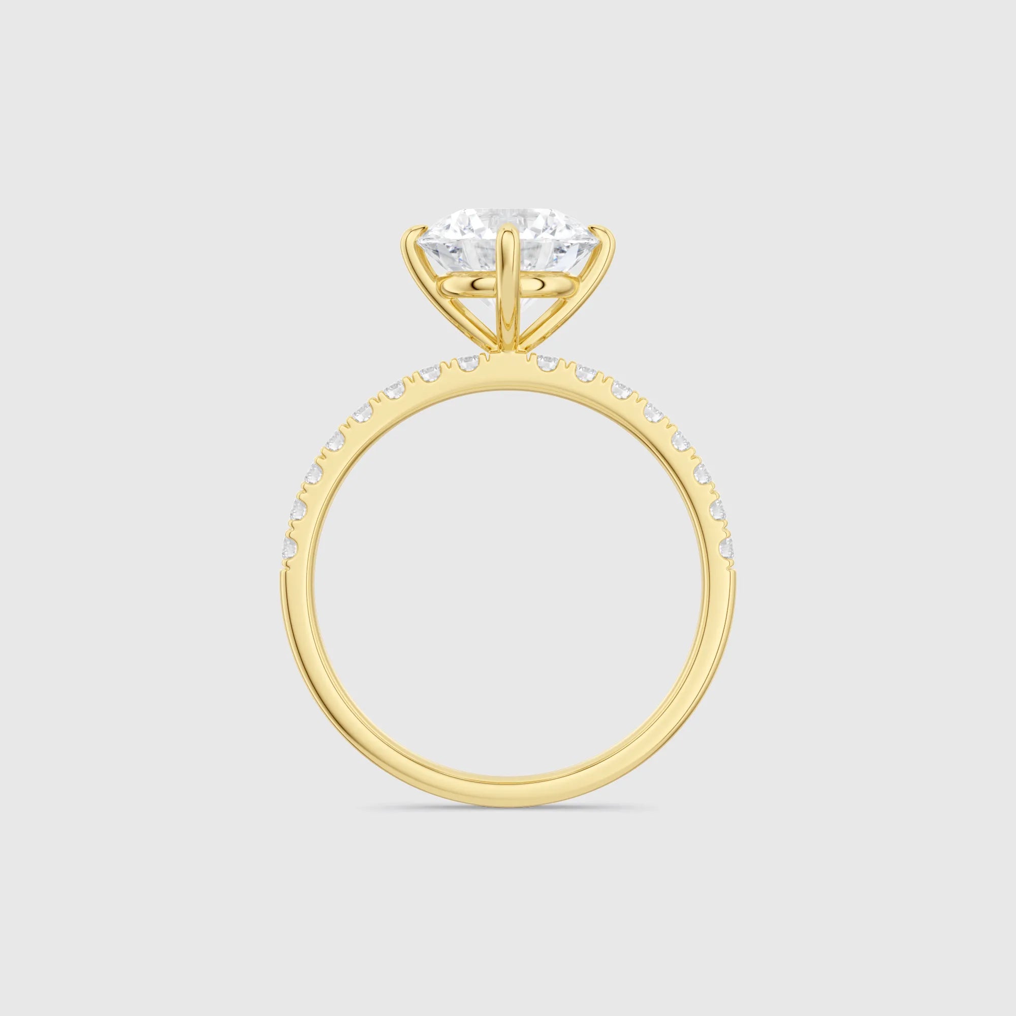 Round Cut Lab-Grown Diamond Engagement Ring with Pavé Band