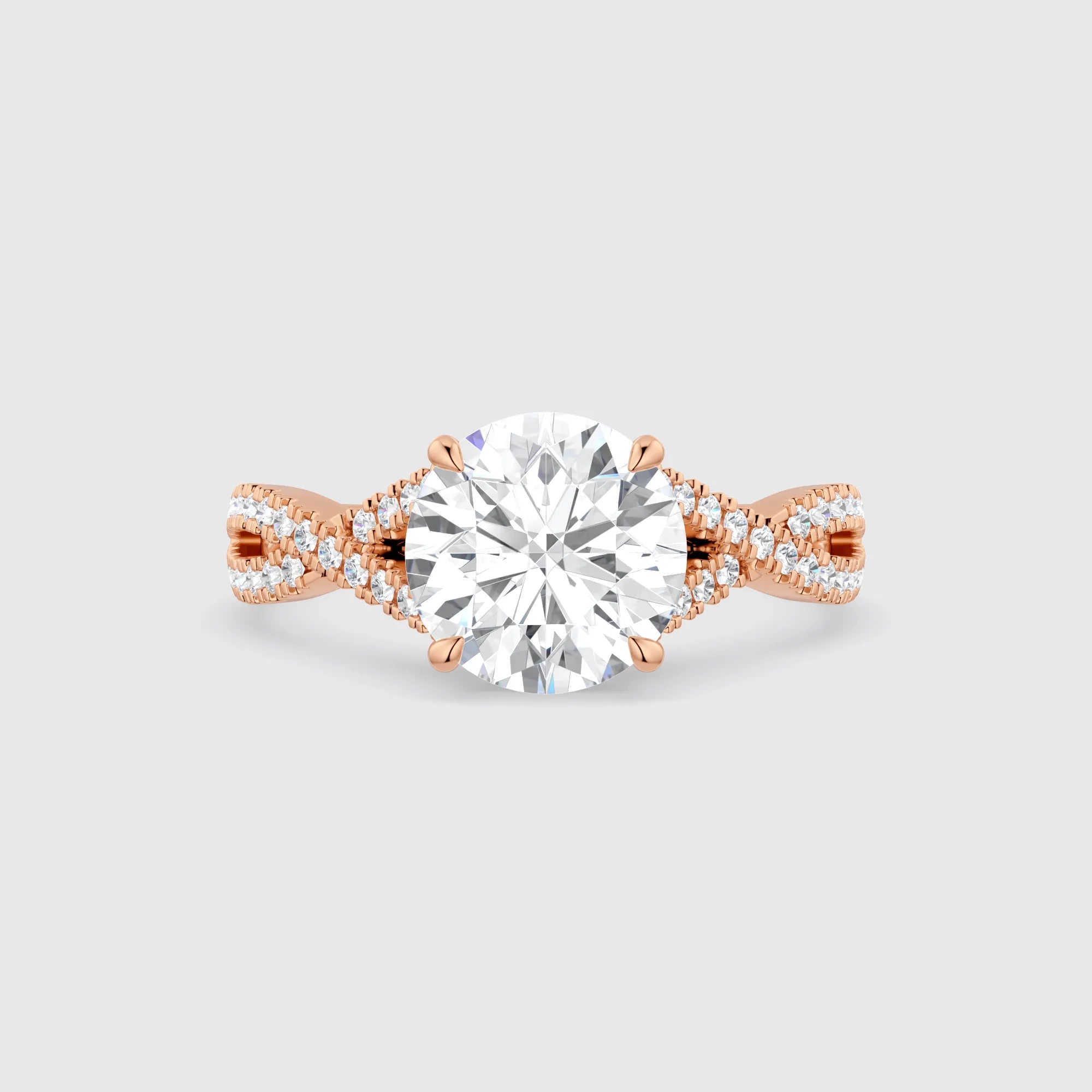 Round Twist Band Lab Diamond Engagement Ring