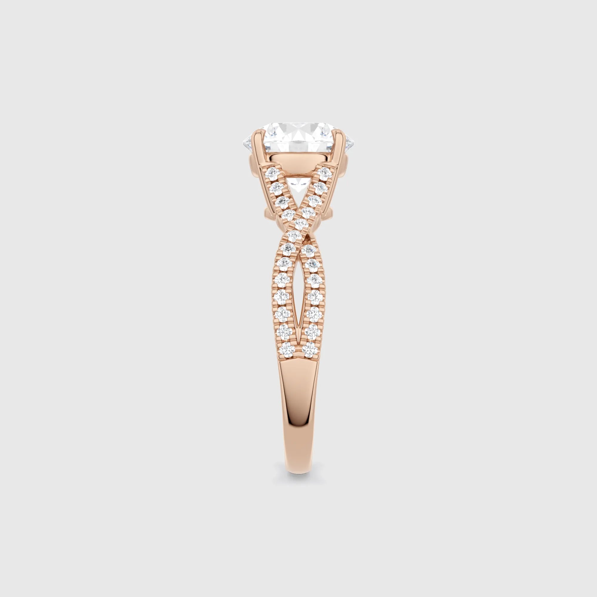 Round Twist Band Lab Diamond Engagement Ring