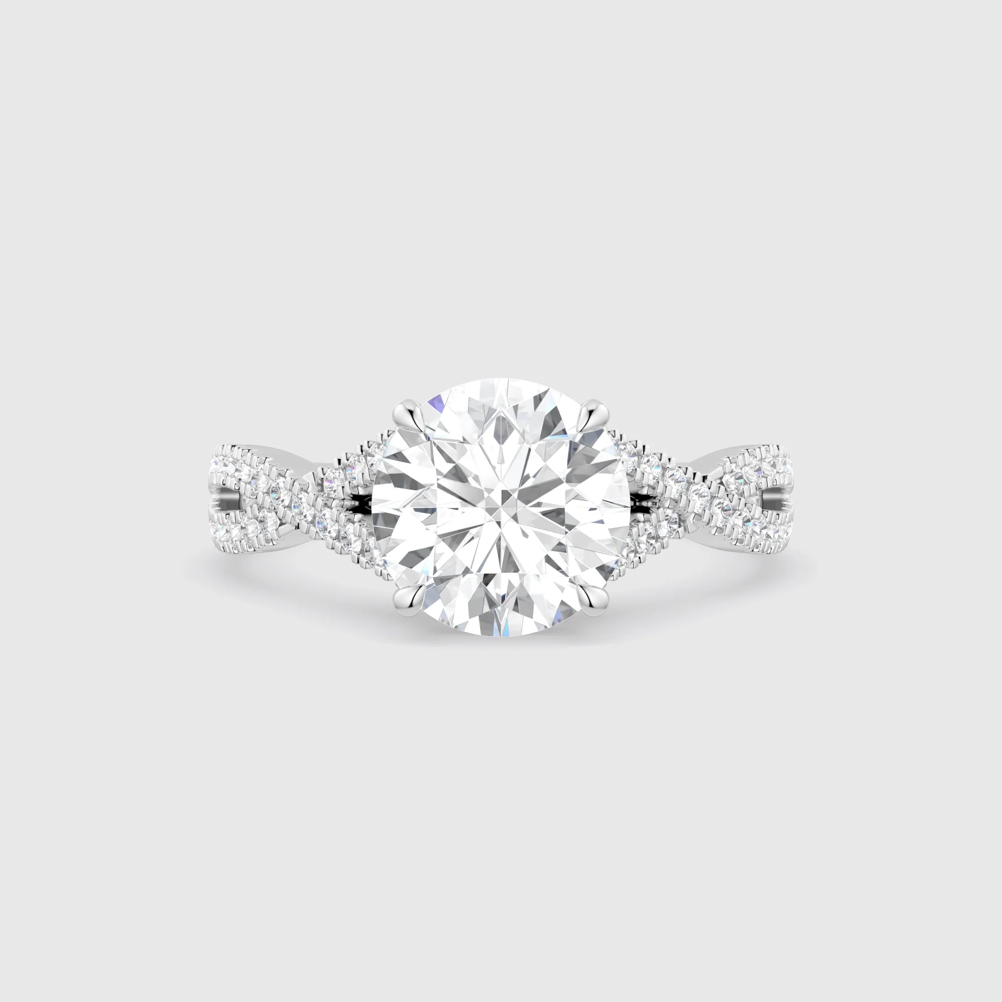 Round Twist Band Lab Diamond Engagement Ring
