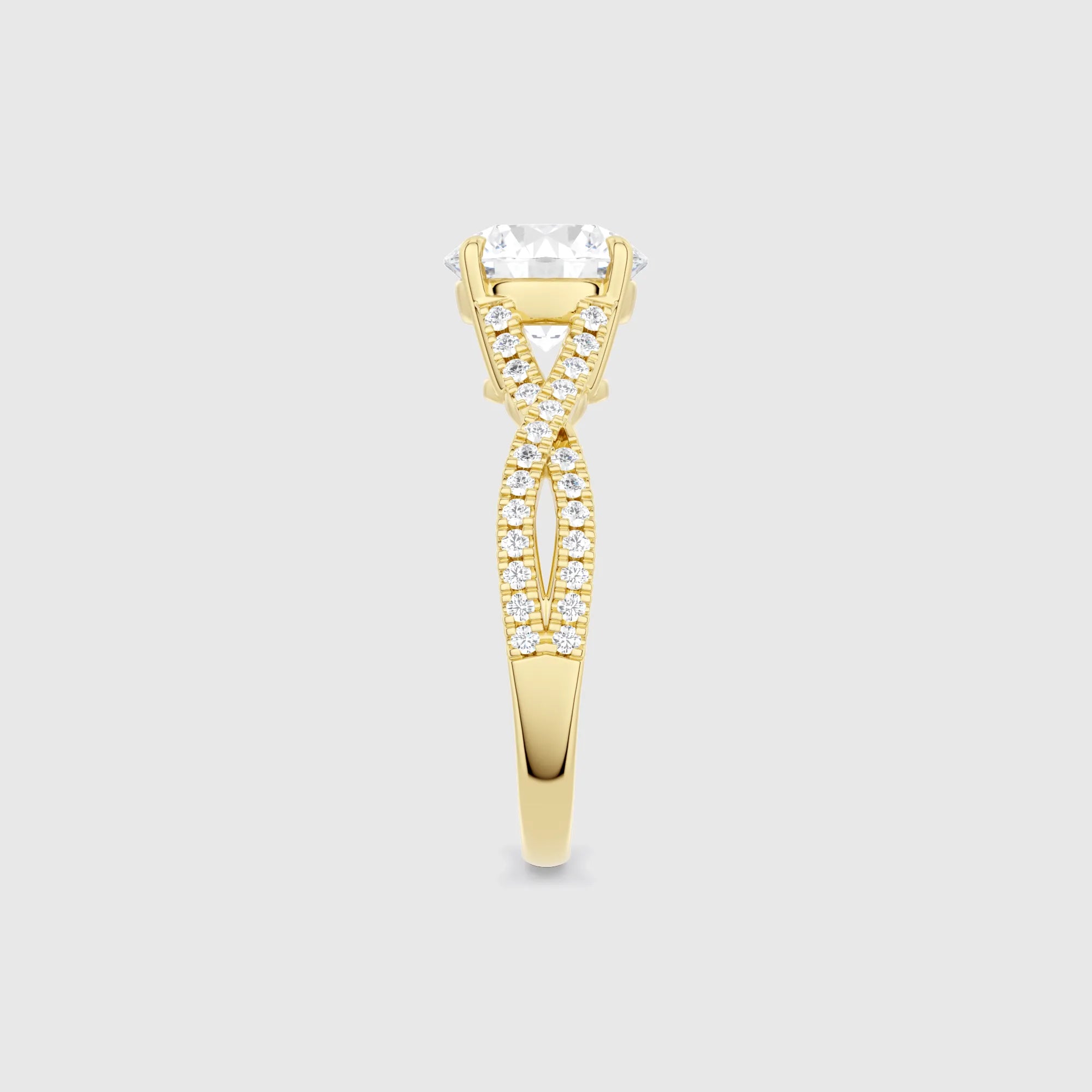 Round Twist Band Lab Diamond Engagement Ring