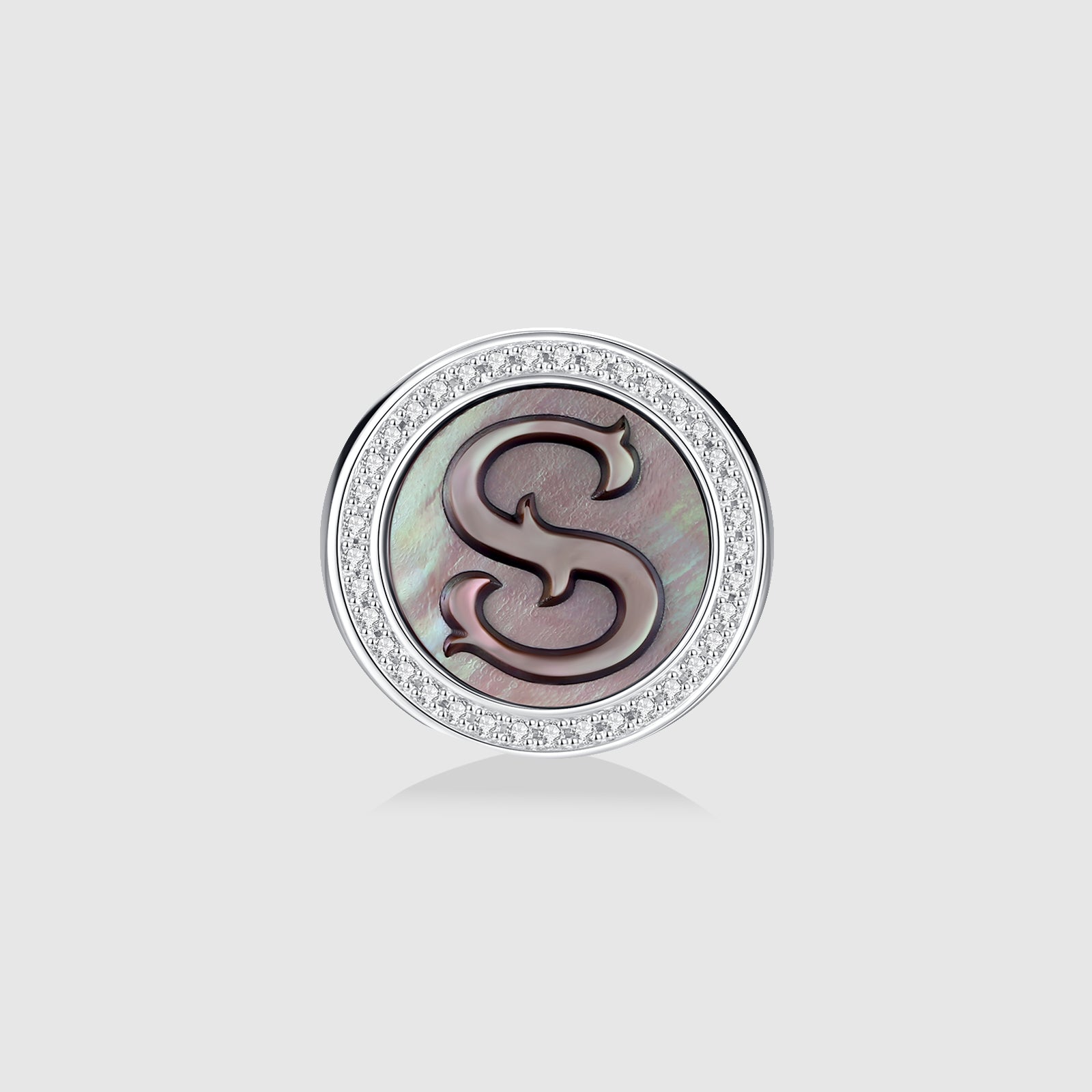 Initial S Stud Earring – Silver & Mother of Pearl