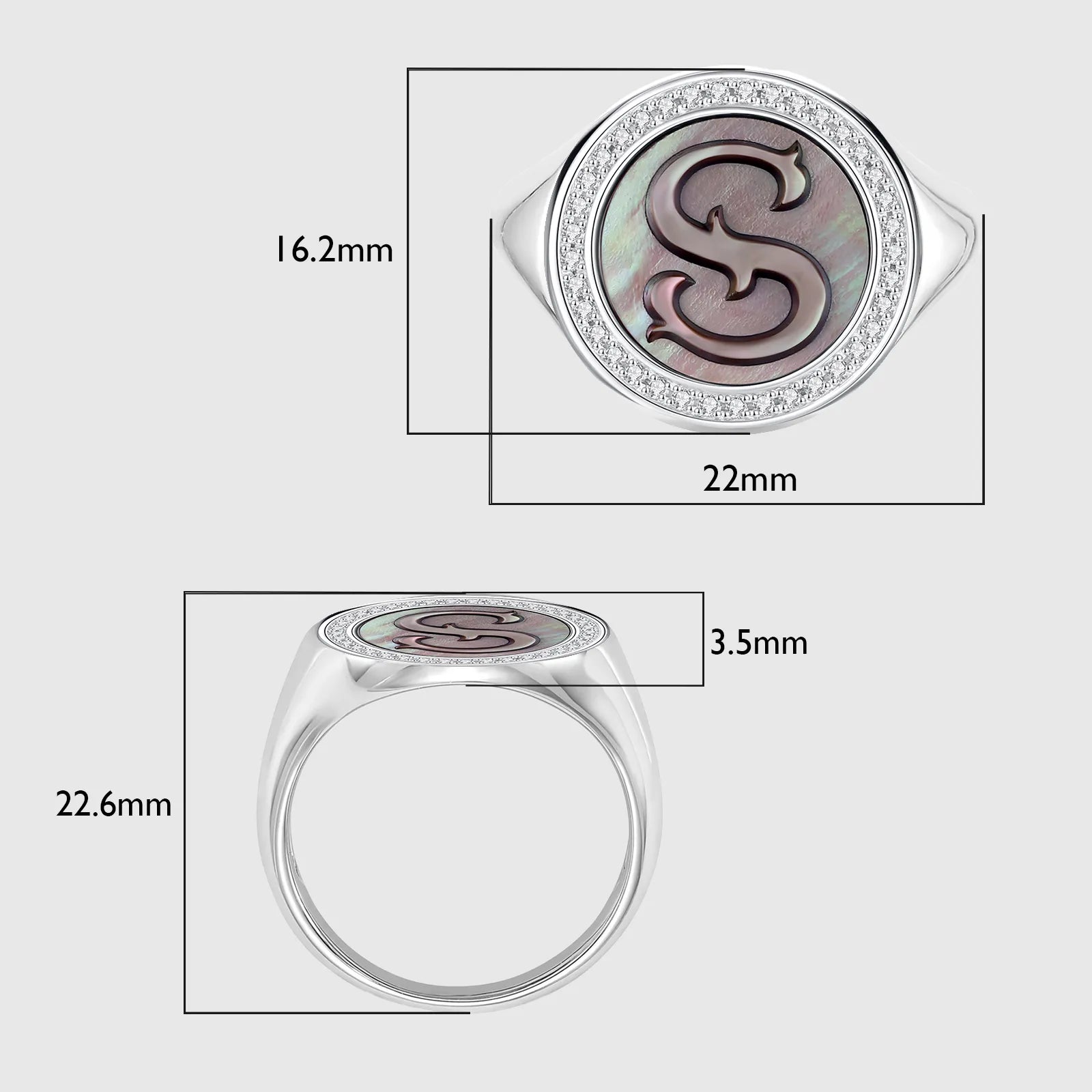 Custom Vintage Signet Alphabet Ring丨Initial S