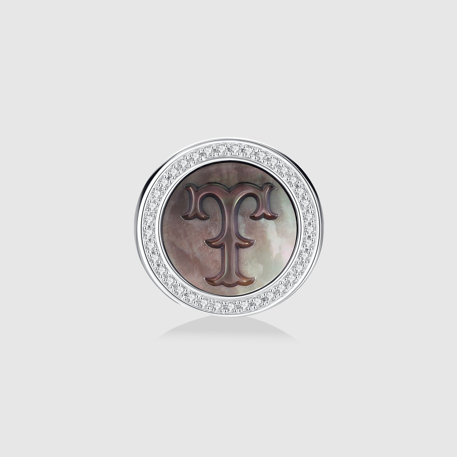 Initial T Stud Earring – Silver & Mother of Pearl