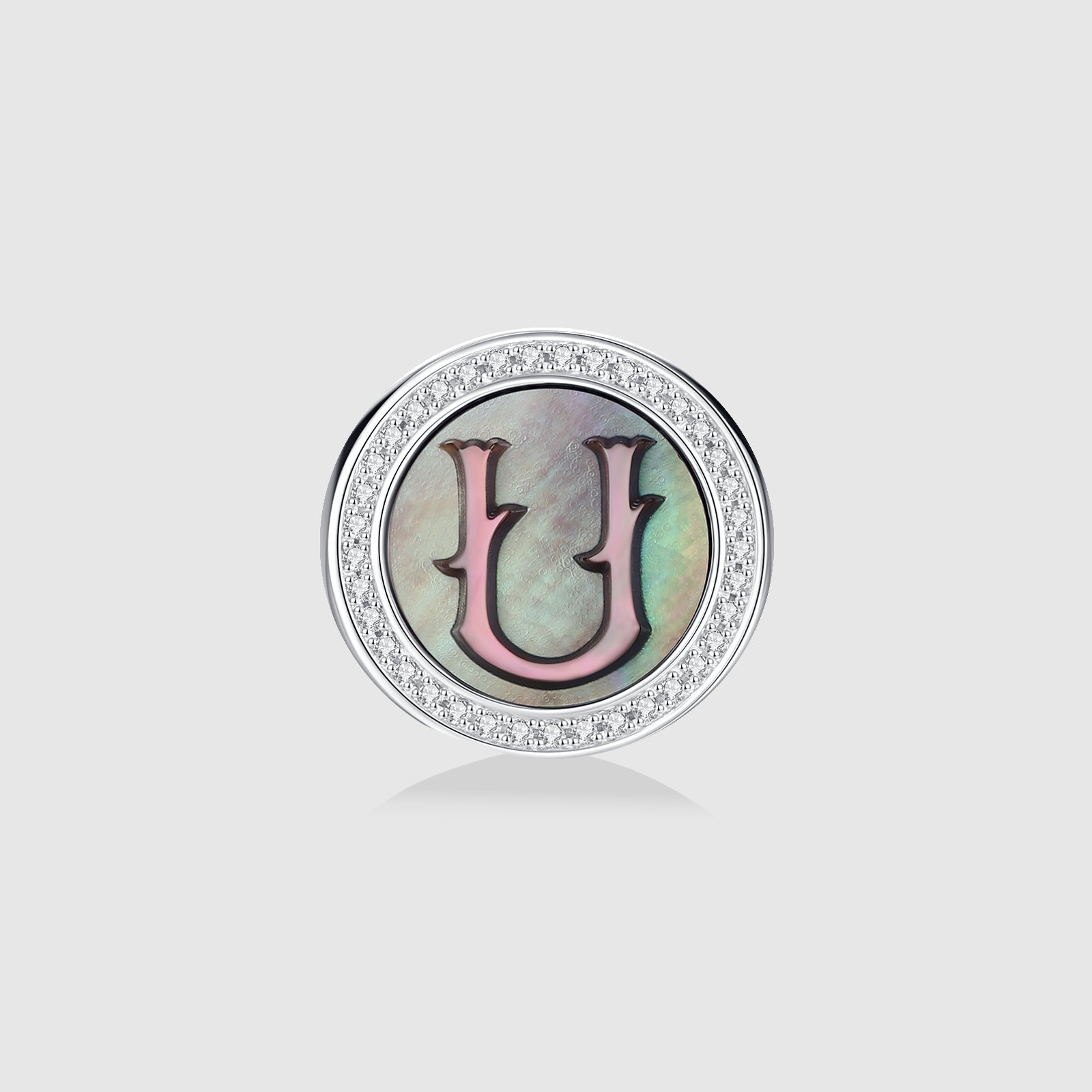 Initial U Stud Earring – Silver & Mother of Pearl