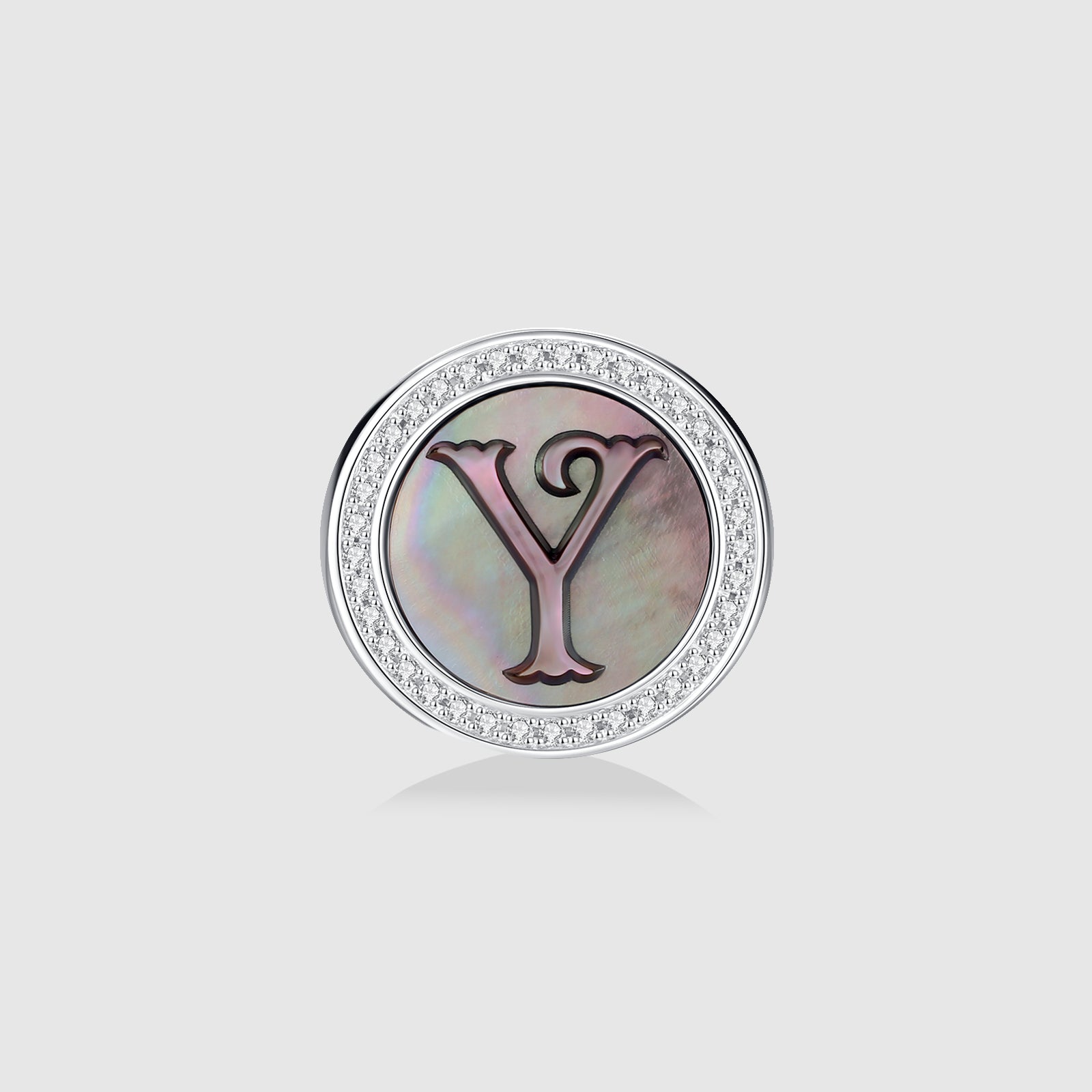 Initial Y Stud Earring – Silver & Mother of Pearl