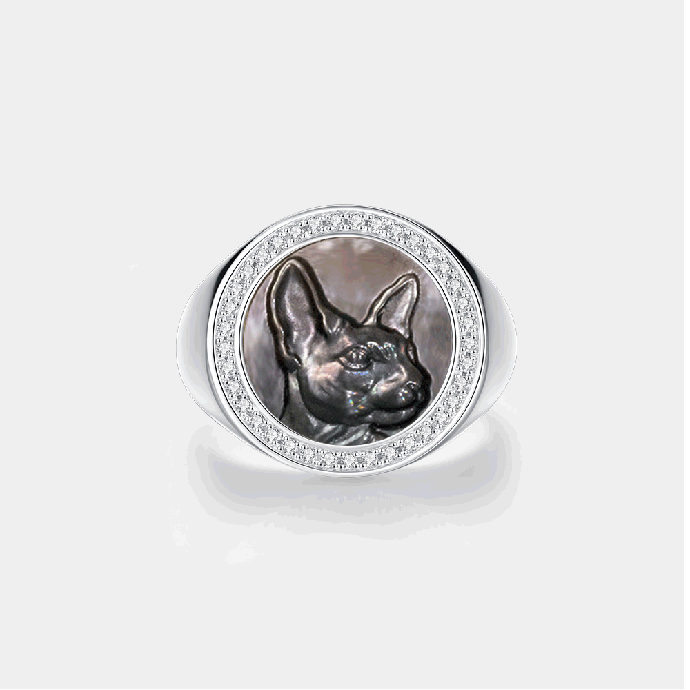 Custom Signet Ring with Vintage Carving