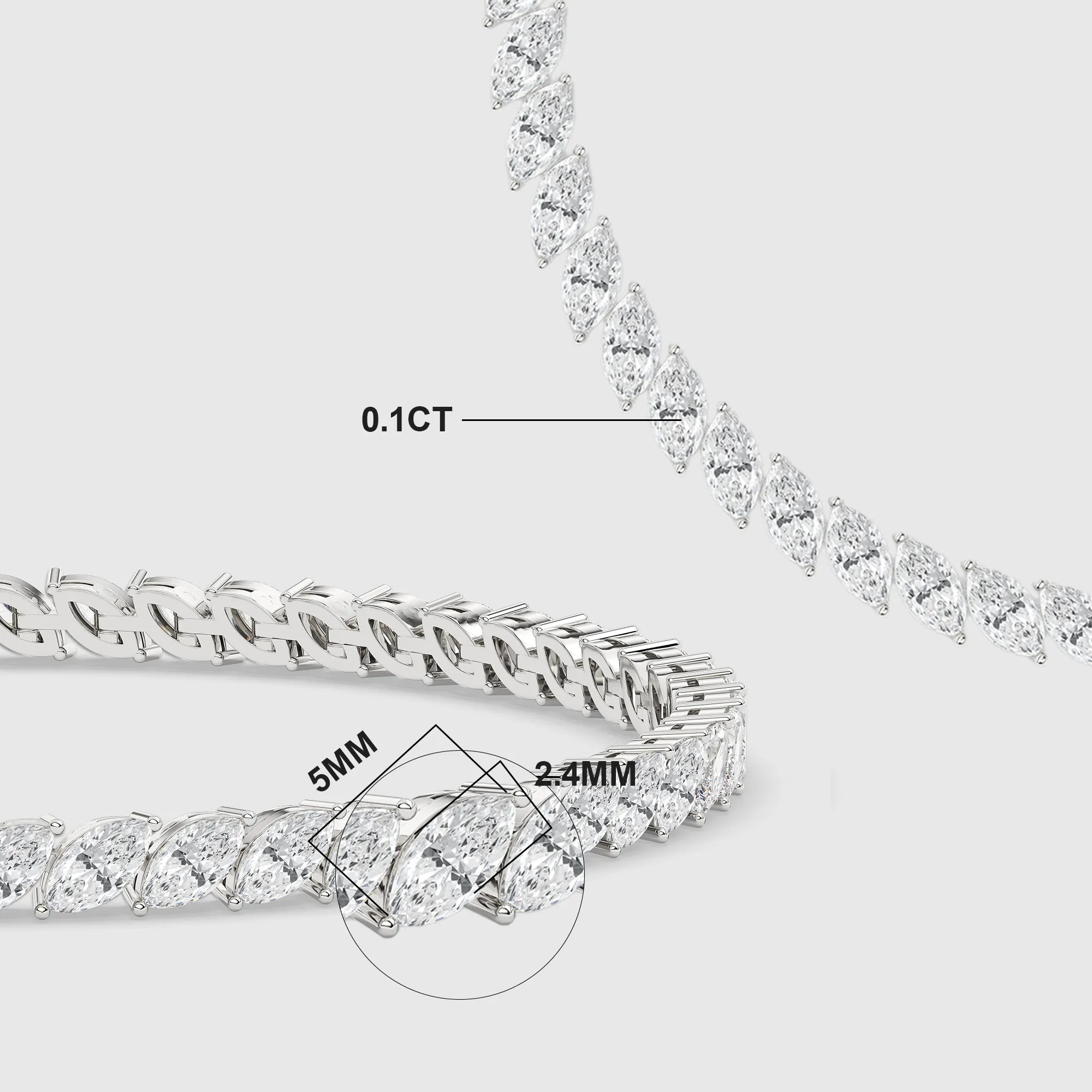 Natural Inspired Marquise Diamond Tennis Bracelet