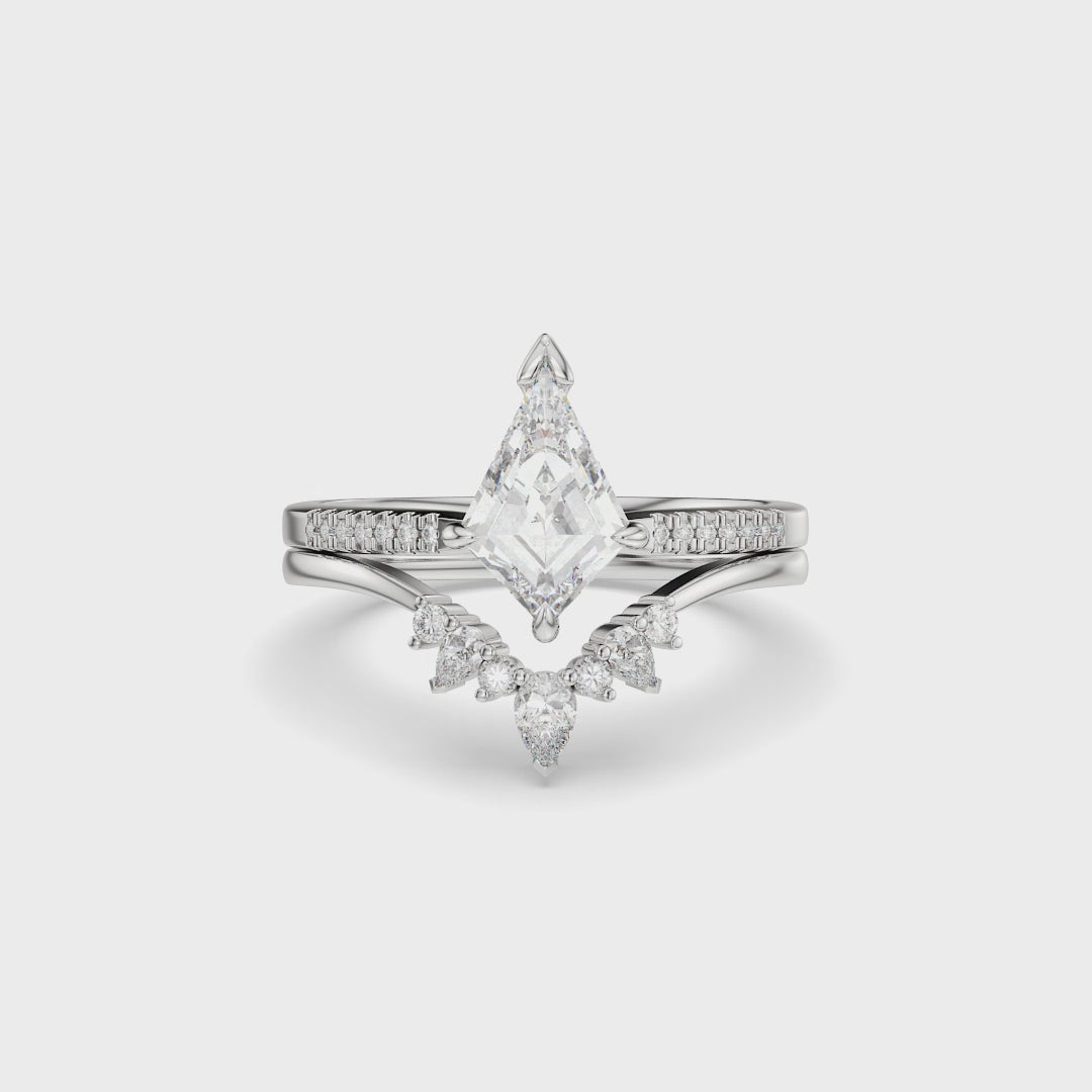 Radiant Kite Diamond V-Shaped Bridal Ring Set 2pcs