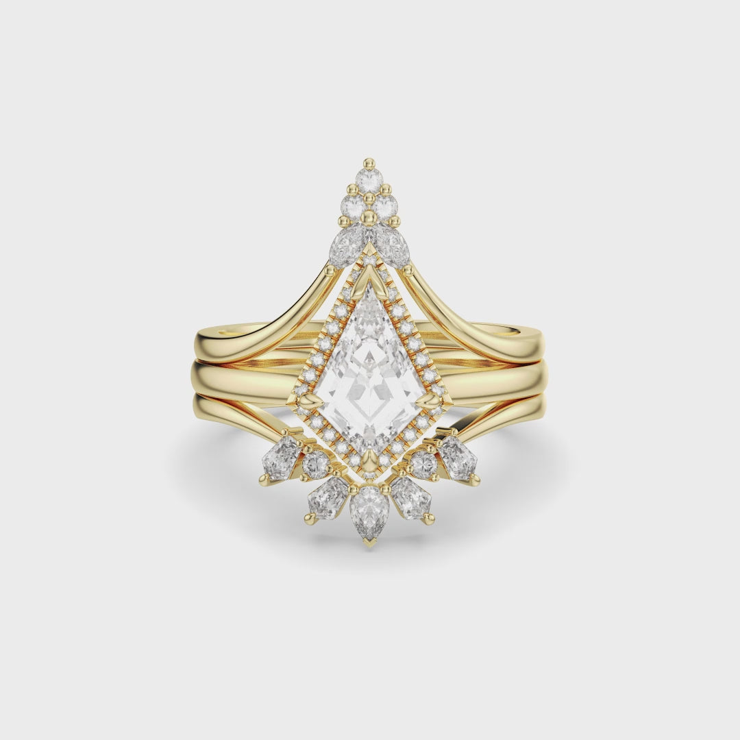 NEXUS Kite Cut Lab Diamond Halo Harmony Bridal Set 3PCs