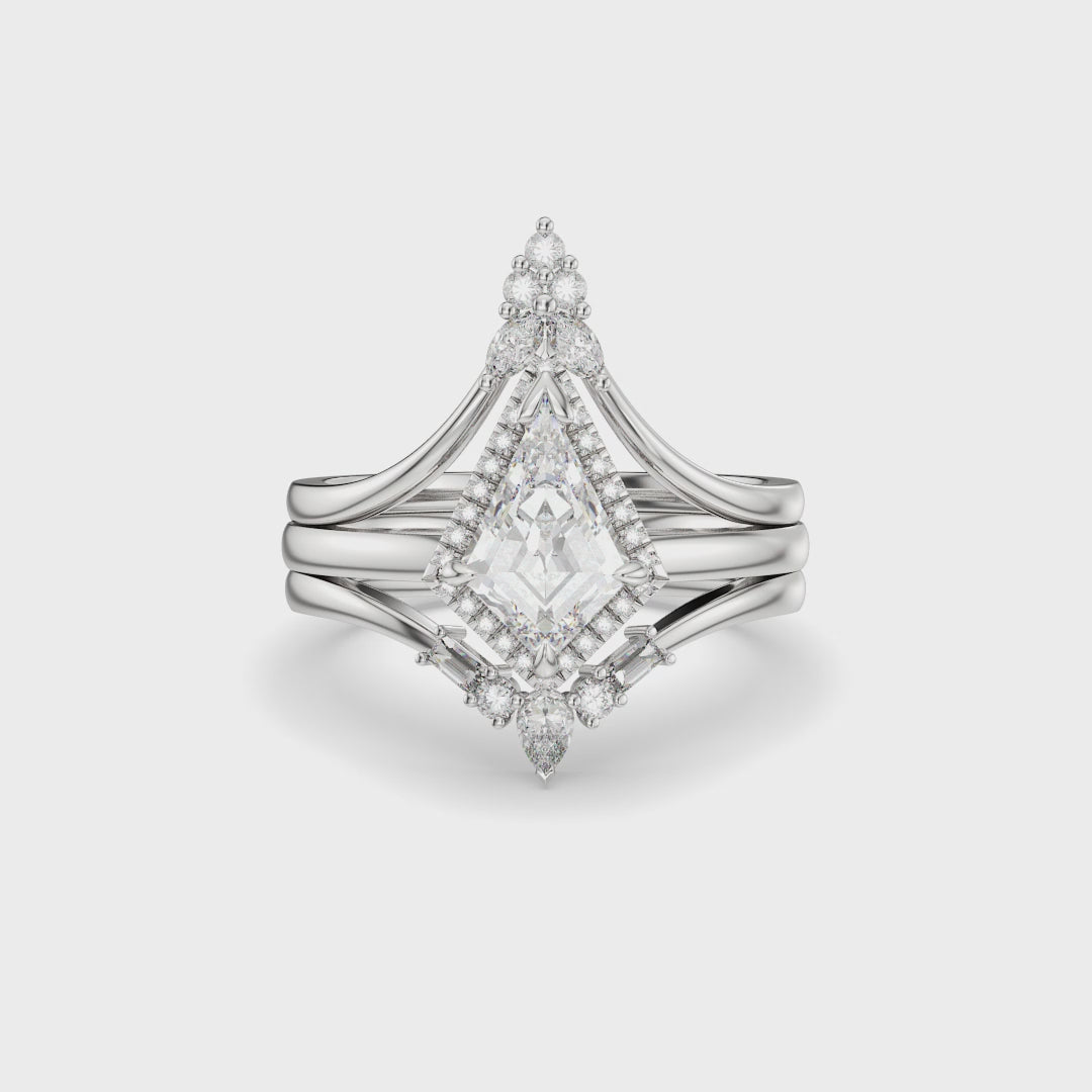 NEXUS Kite Cut Lab Diamond Regal Trinity Bridal Set 3PCs