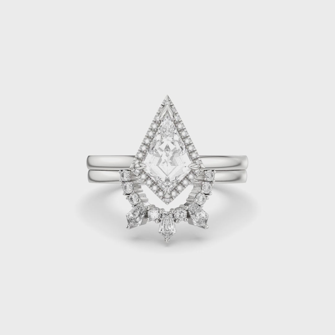 Kite-Shaped Lab Diamond Halo Ring Set 2pcs - Love Statement