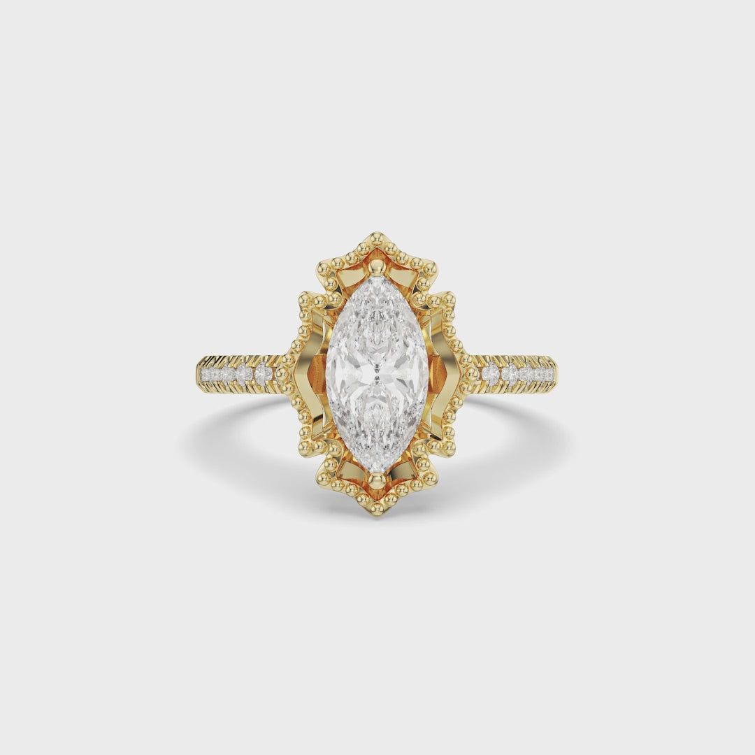Bague de mariage avec diamant de laboratoire Royal Artistic Marquise de 1,0 ct