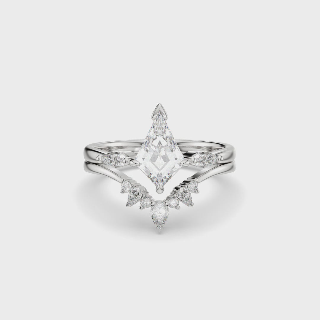 NEXUS Kite Cut Three Stone Lab Diamond Bridal Set 2PCs