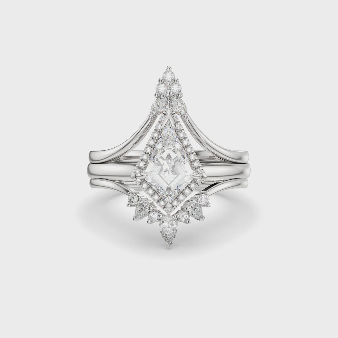 NEXUS Triple Ring Set with Halo Kite-Shaped Lab Diamond Rings