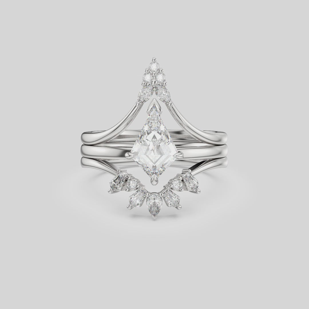 NEXUS Classic Kite Cut Lab Diamond Solitaire Bridal Set 3PCs