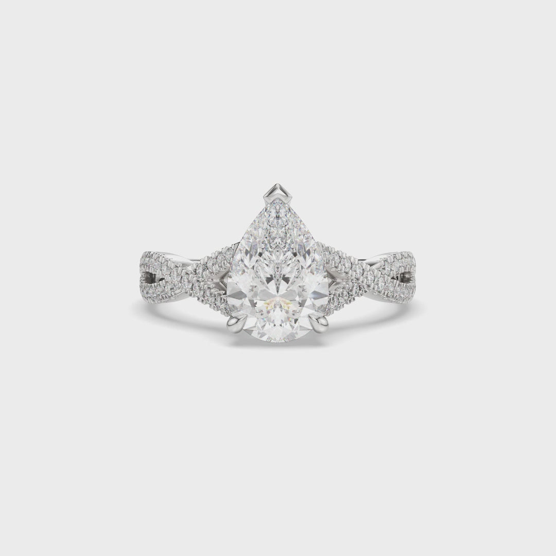 Pear Twist Band Lab Diamond Engagement Ring