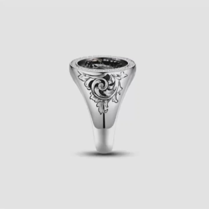 Custom Signet Ring with Vintage Carving