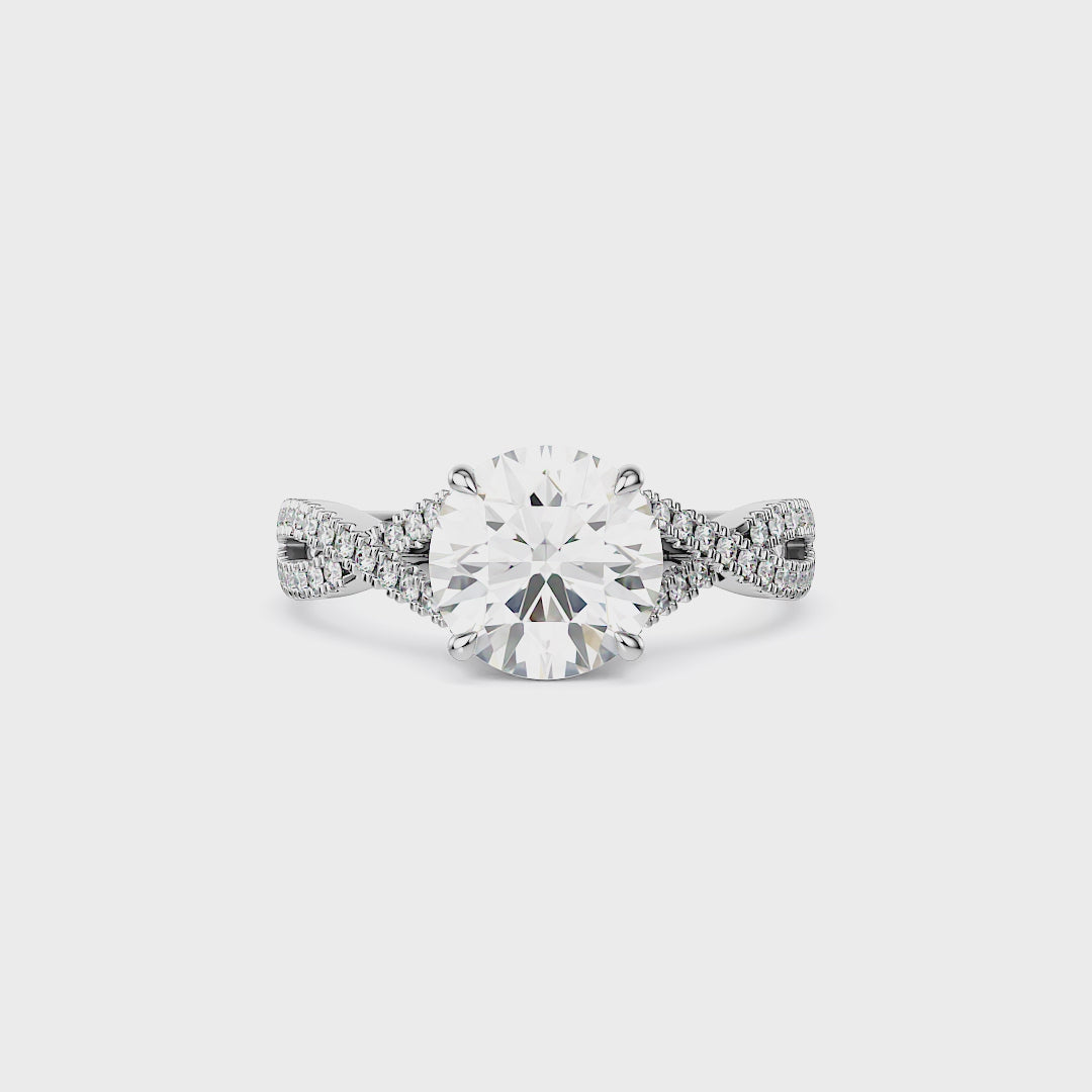 Round Twist Band Lab Diamond Engagement Ring