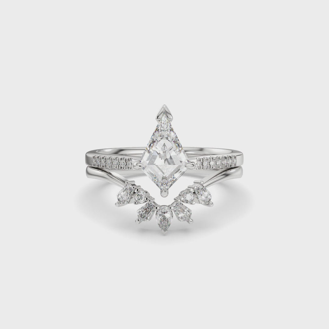 NEXUS Engagement Ring Set with Kite Lab Diamond 2PCs –18/14K Gold
