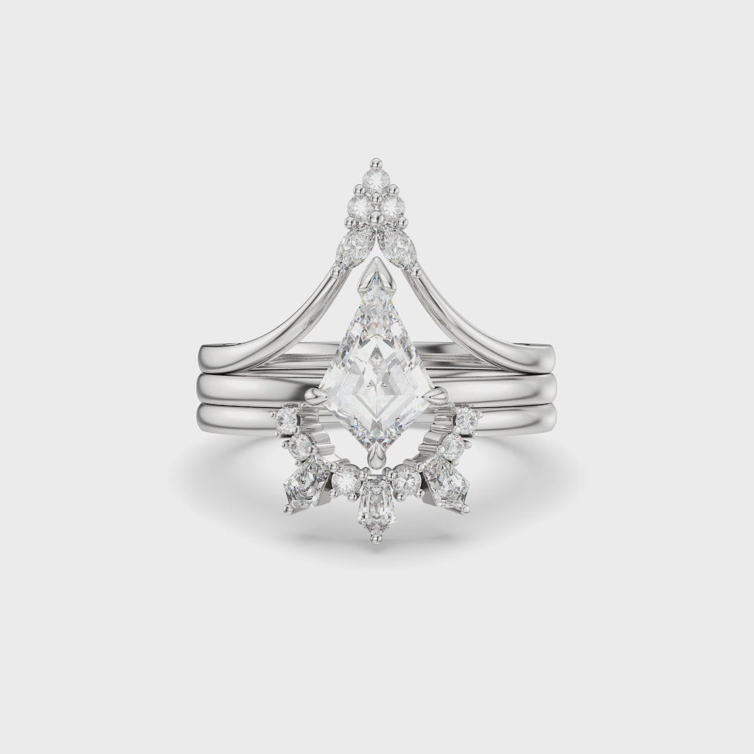 NEXUS Celestia Crown Ring Set with Kite Shape Lab-Grown Diamond 3PCs