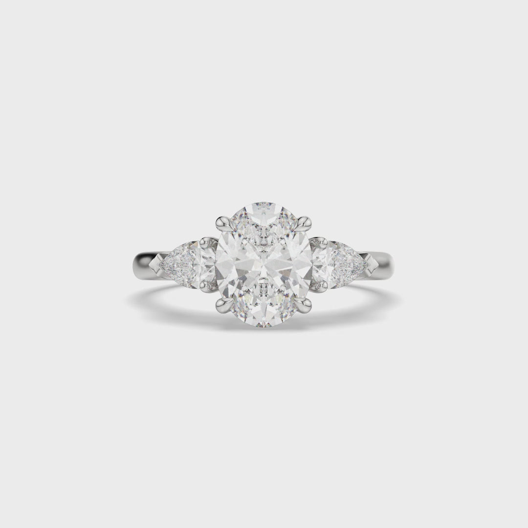 Oval Cut Three Stone Lab Diamond Engagement Ring