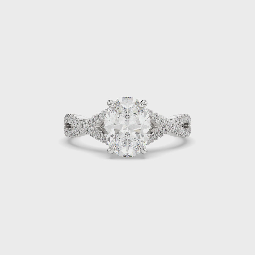 Oval Twist Band Lab Diamond Engagement Ring