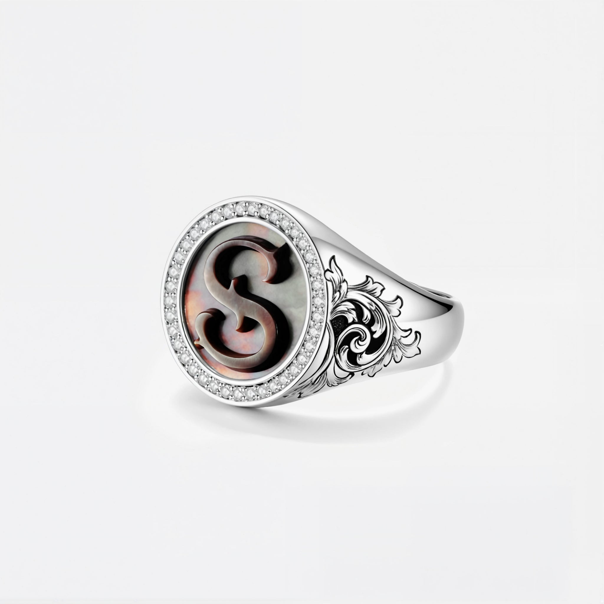 Custom Signet Ring with Vintage Carving