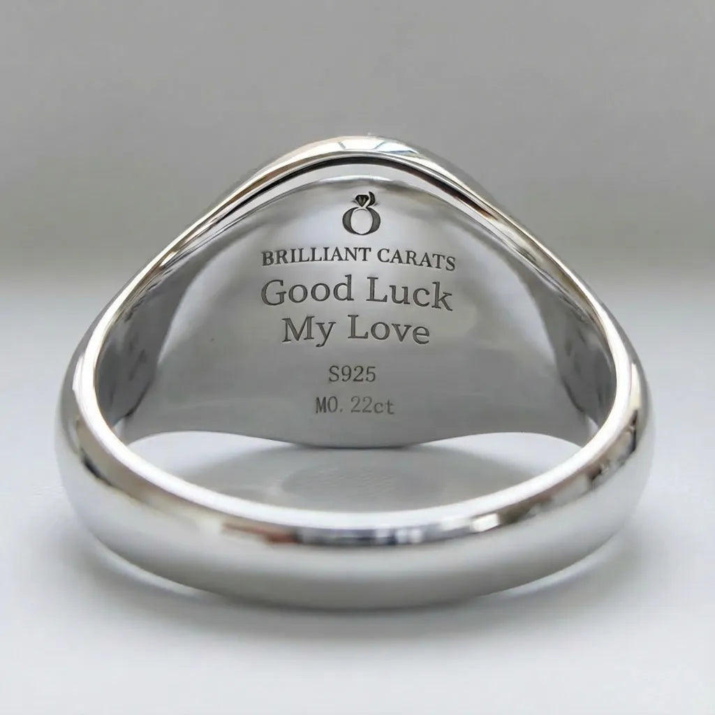 Personalized initial ring jewelry, shown on a 925 sterling silver