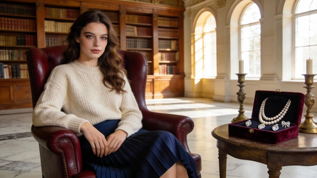 How Jewelry Finds the Sweet Spot Between Youthful and Mature With a Pleated Skirt