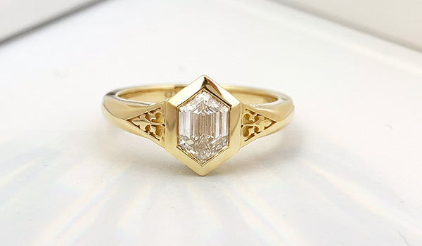 Hexagon Cut Lab Diamond Ring