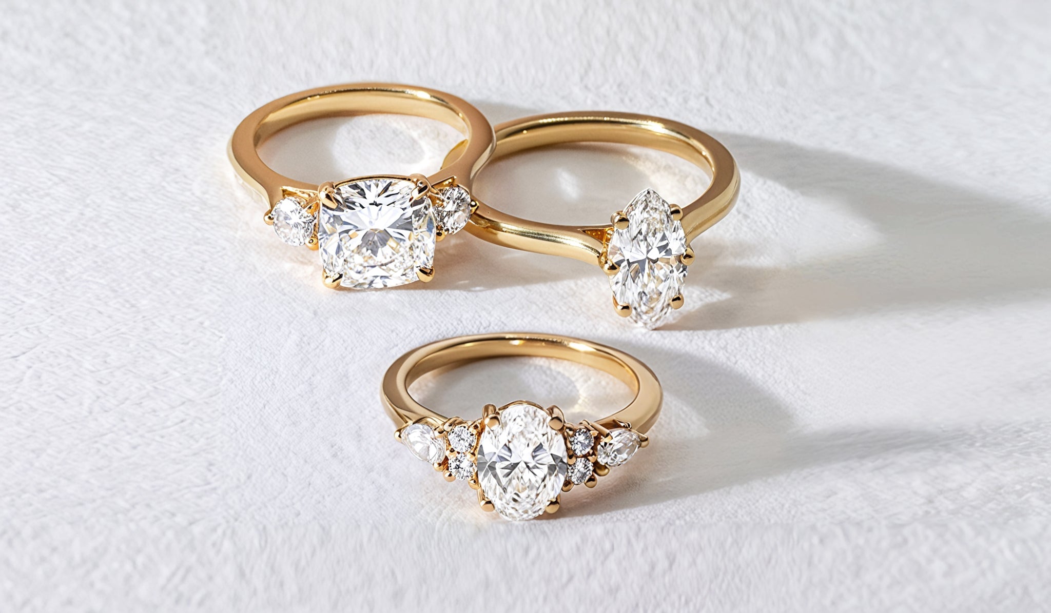 Side Stone Lab Crafted Engagement Rings